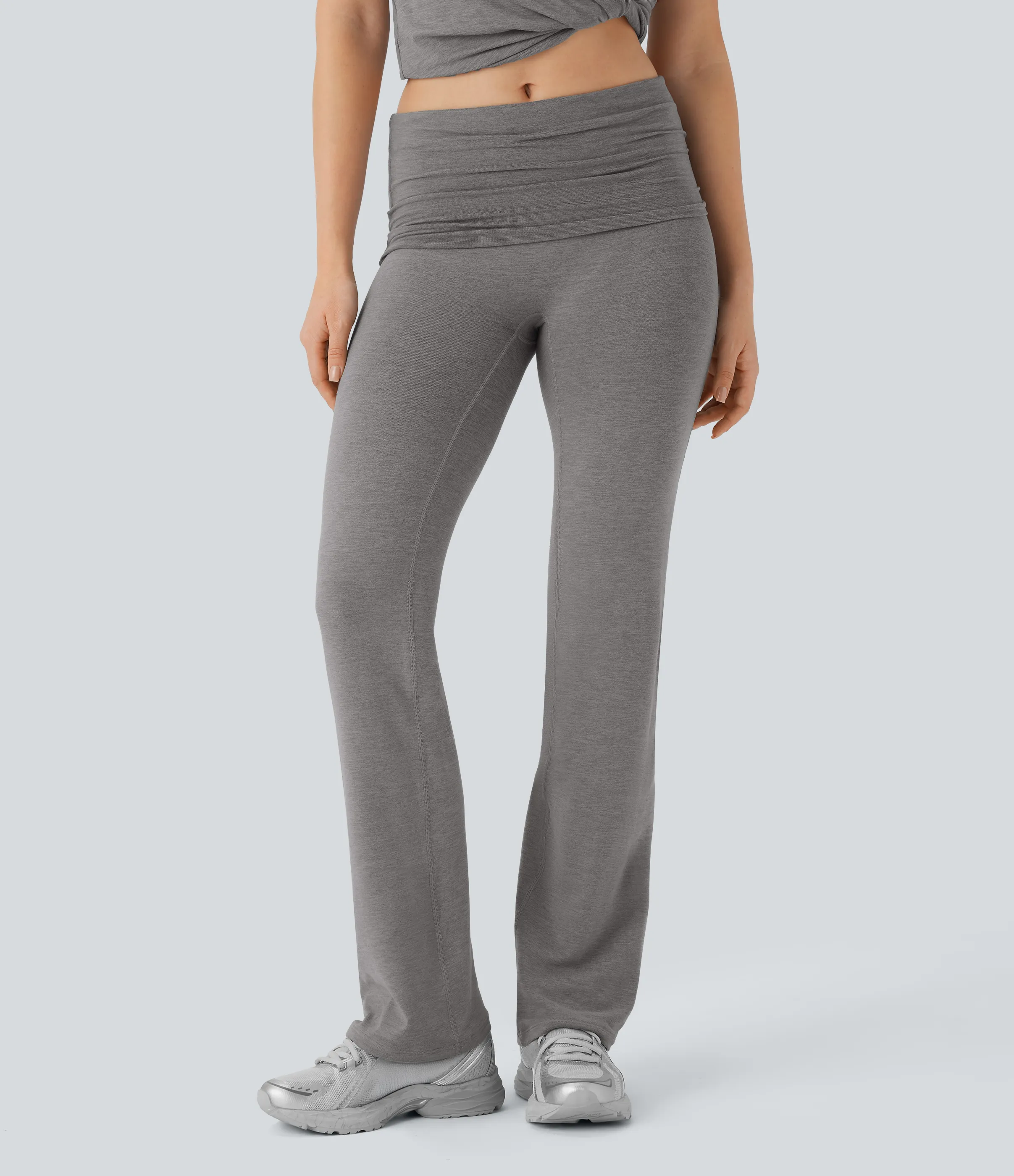 Halara Pantalón yoga plegable tiro alto - Mottled Earth Gray - L(regular) sold by Halara product image thumbnail 2