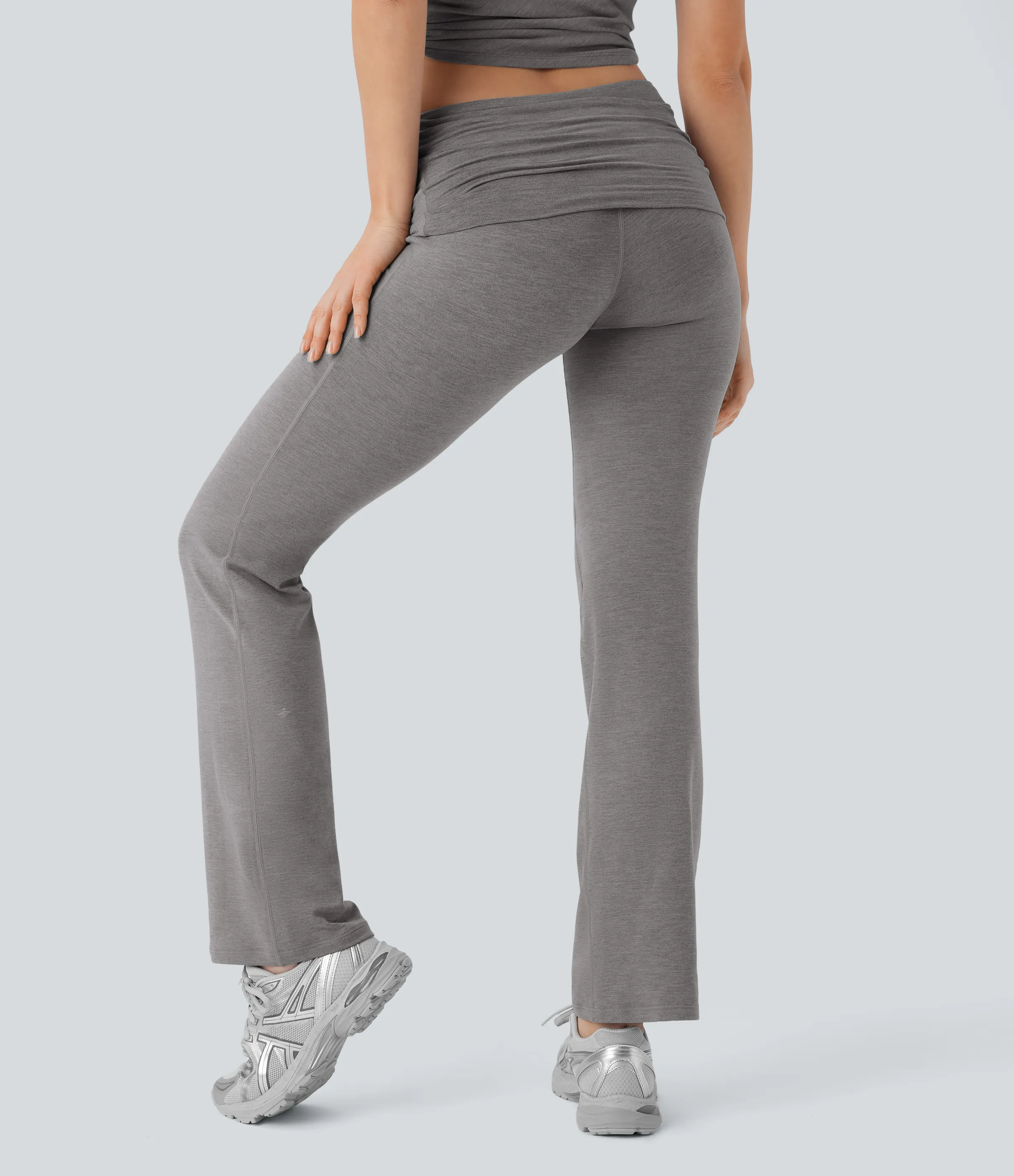 Halara Pantalón yoga plegable tiro alto - Mottled Earth Gray - L(regular) sold by Halara product image thumbnail 3