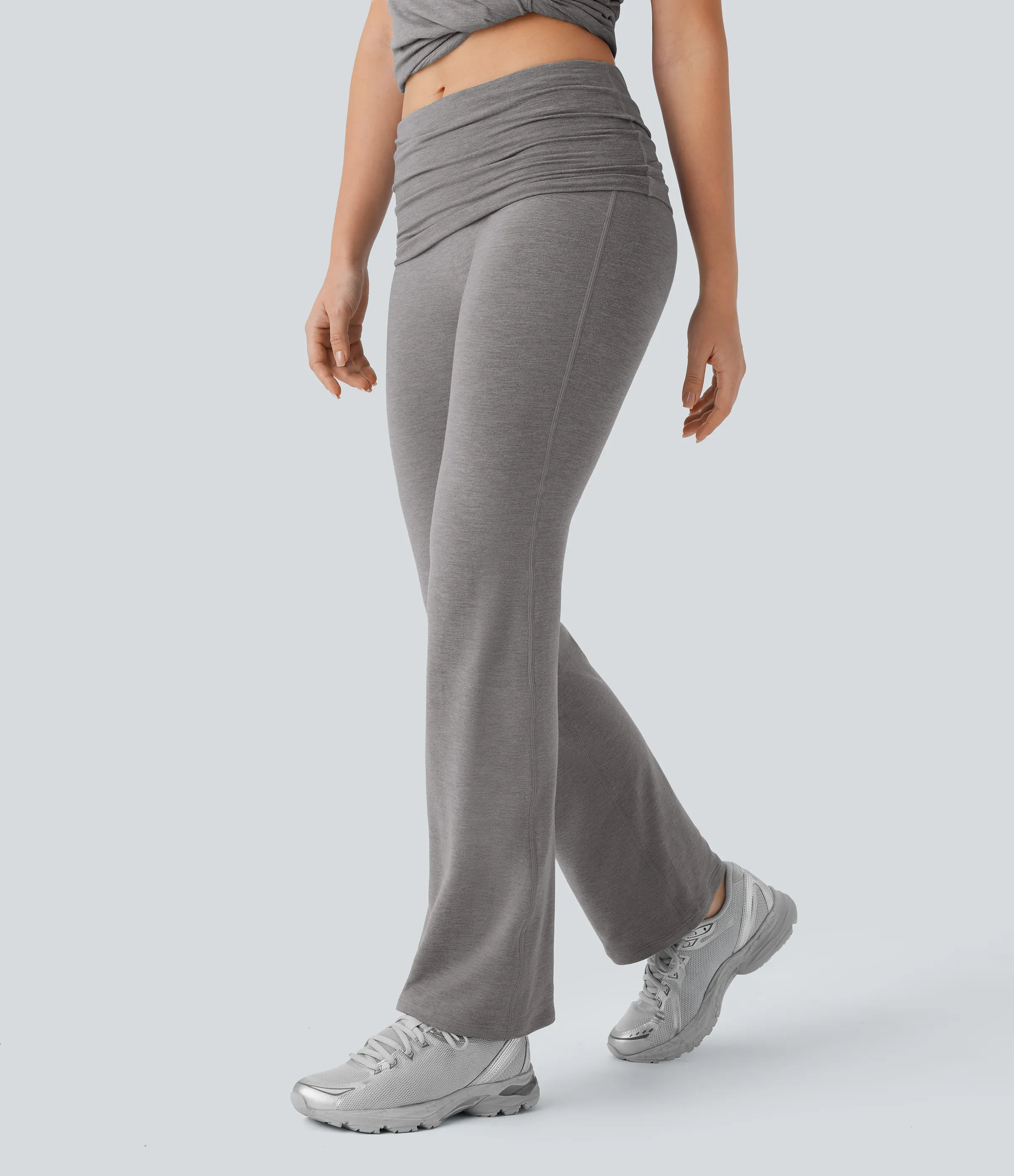 Halara Pantalón yoga plegable tiro alto - Mottled Earth Gray - L(regular) sold by Halara product image thumbnail 4