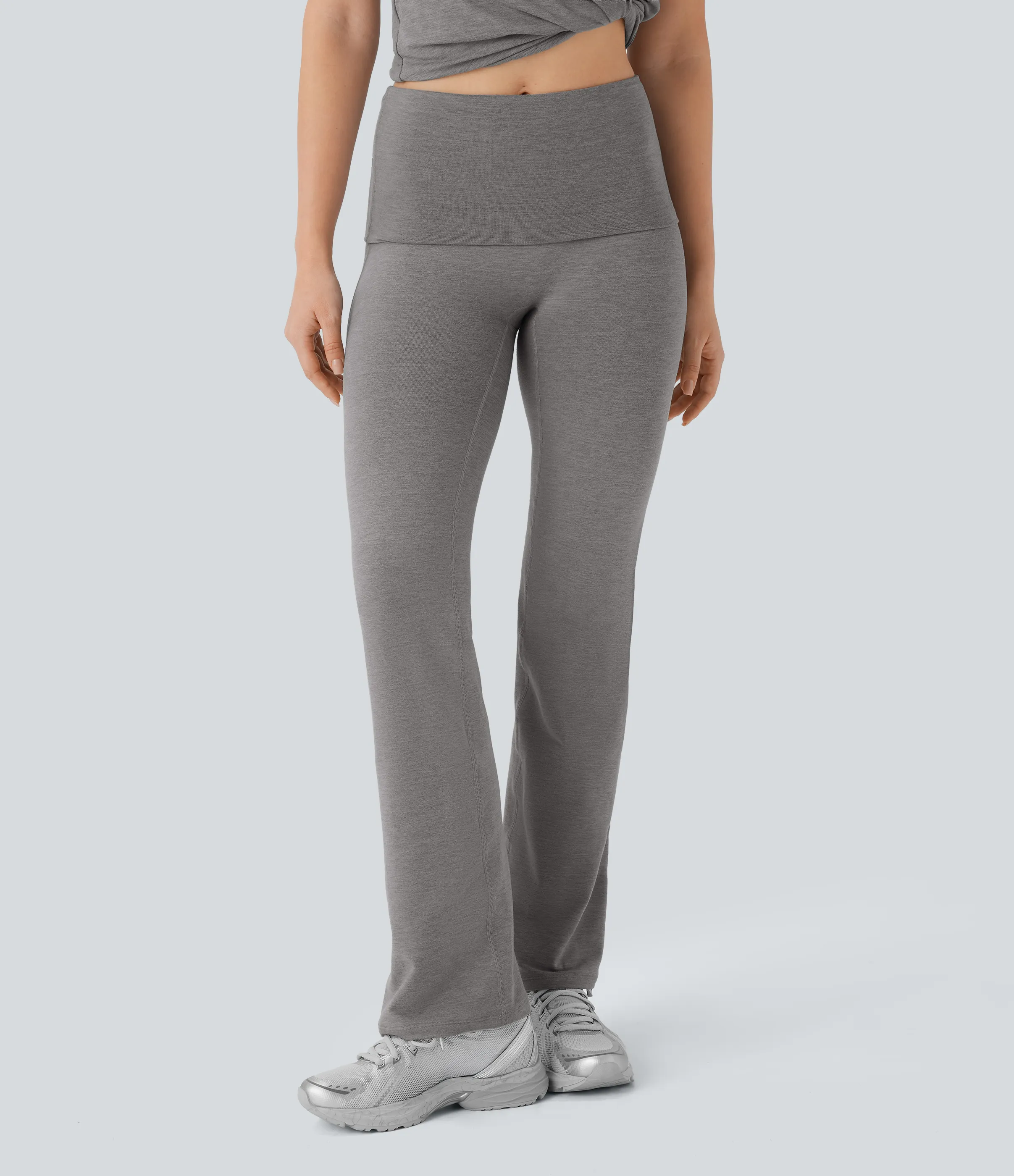 Halara Pantalón yoga plegable tiro alto - Mottled Earth Gray - L(regular) sold by Halara product image thumbnail 5