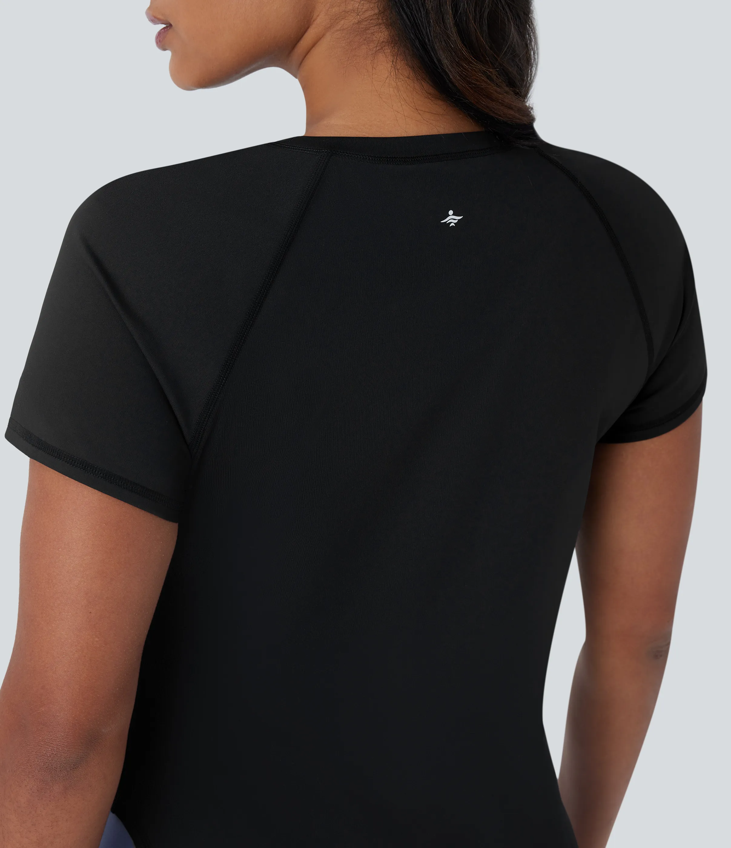 Halara Camiseta Softlyzero™ QuickDry deportiva correr secado rápido cuello redondo manga corta malla contrastante dobladillo curvo - Black - L sold by Halara product image thumbnail 5