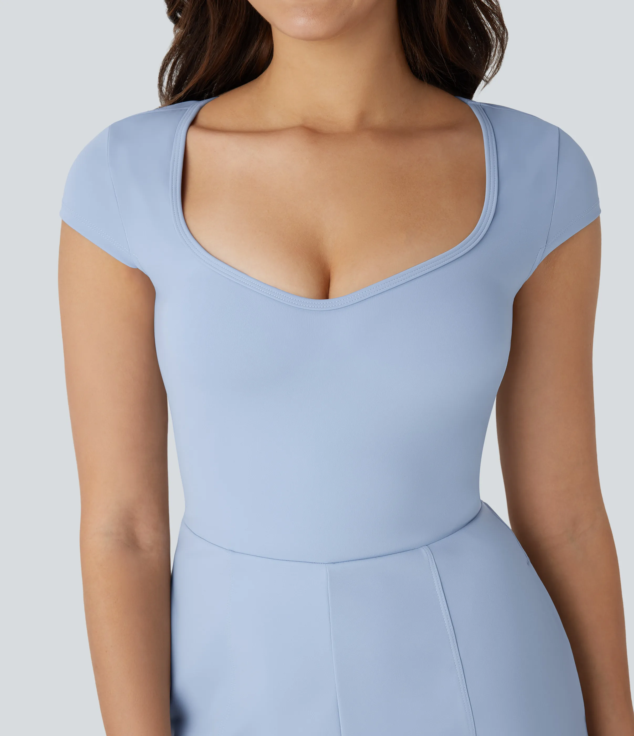 Halara Mono Softlyzero™ Airy yoga cuello U manga corta bolsillo lateral tacto fresco - Easy Peezy - Chambray Blue - M sold by Halara product image thumbnail 5