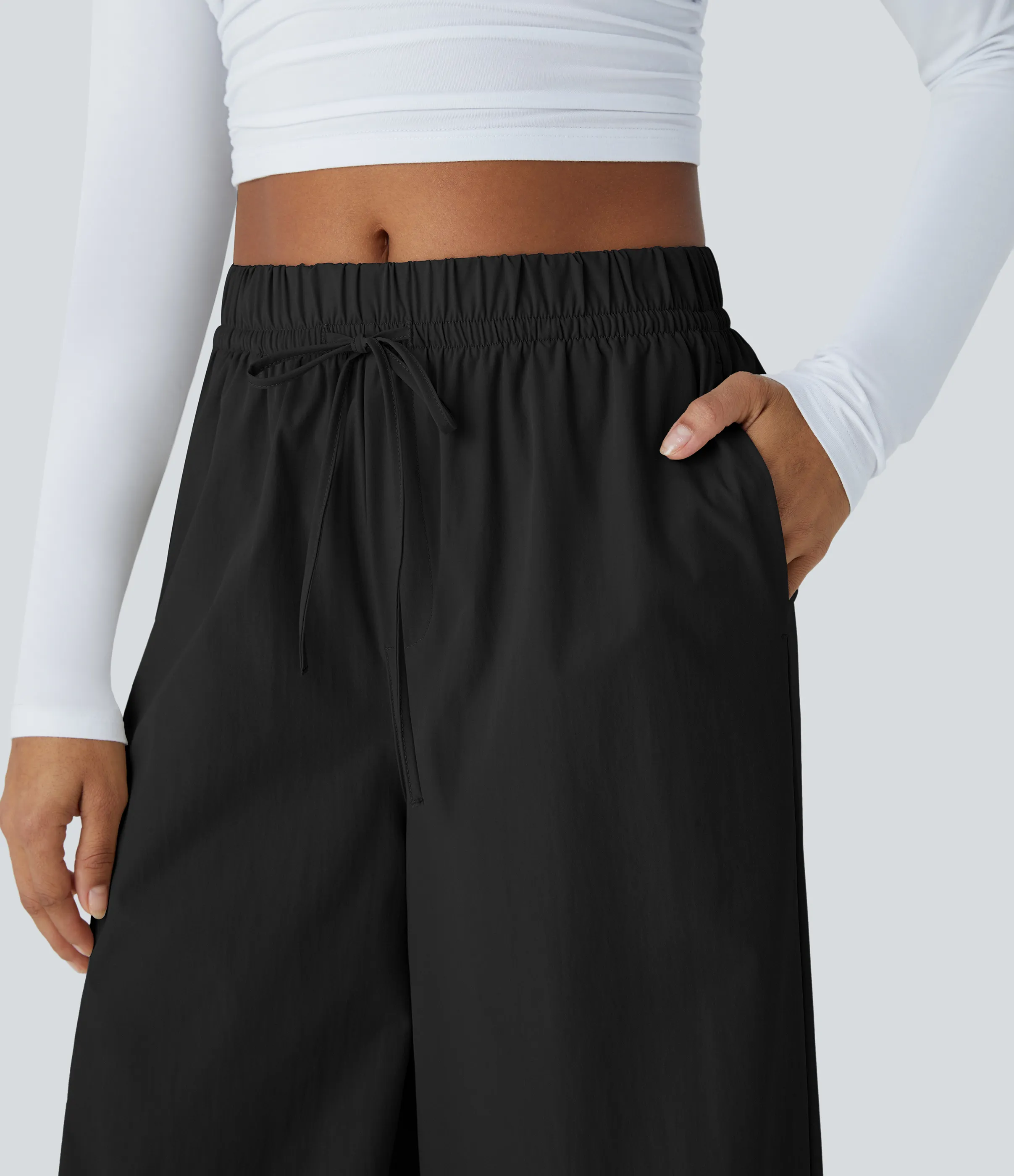 Halara Pantalón oficina pierna ancha bolsillo lateral tiro alto repelente agua - Black - S(regular) sold by Halara product image thumbnail 5