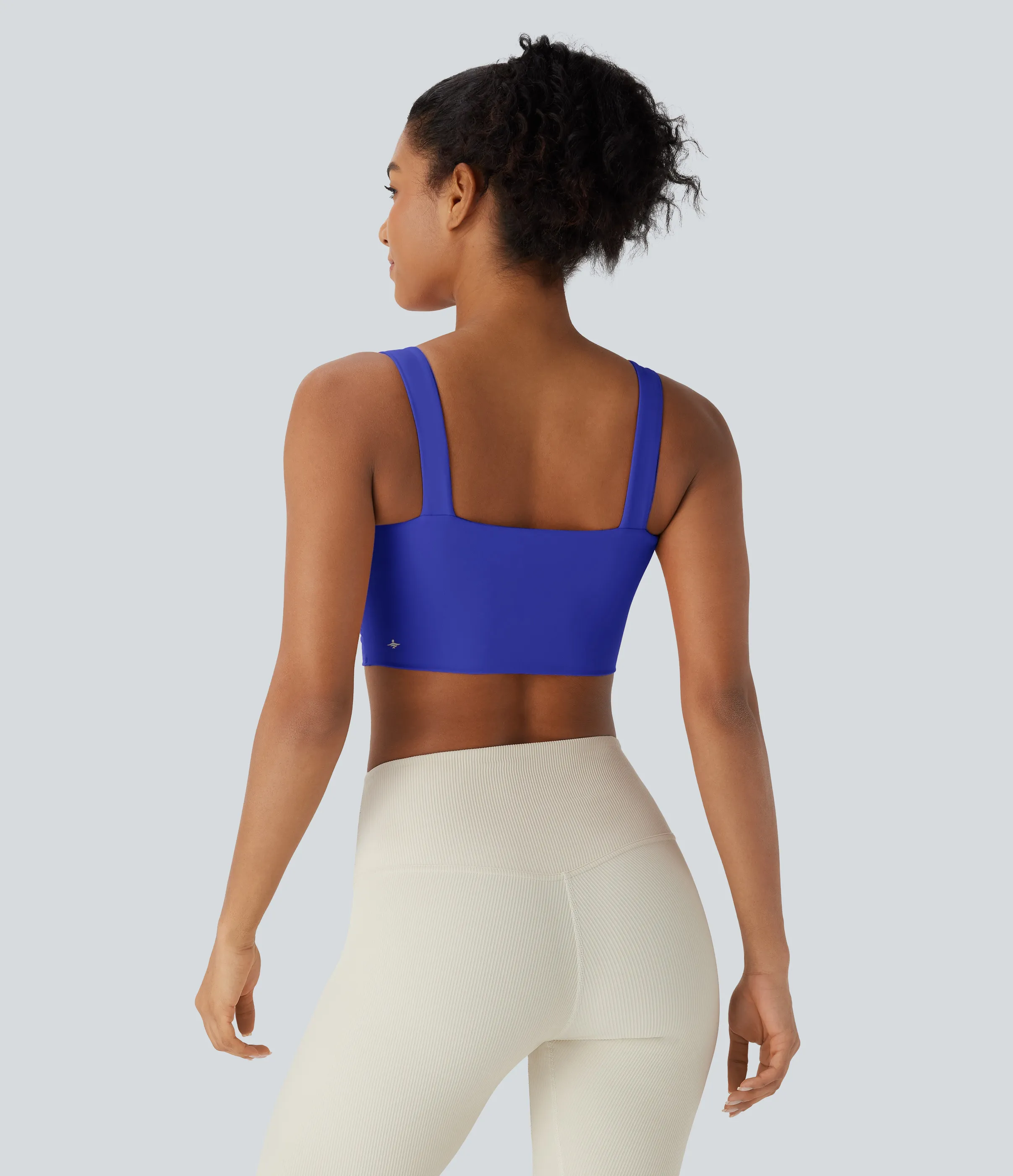 Halara Brasier deportivo de yoga SoftlyZero™ Airy de sujeción baja con abertura y tacto fresco en copas D-F - Aster Blue - S sold by Halara product image thumbnail 3