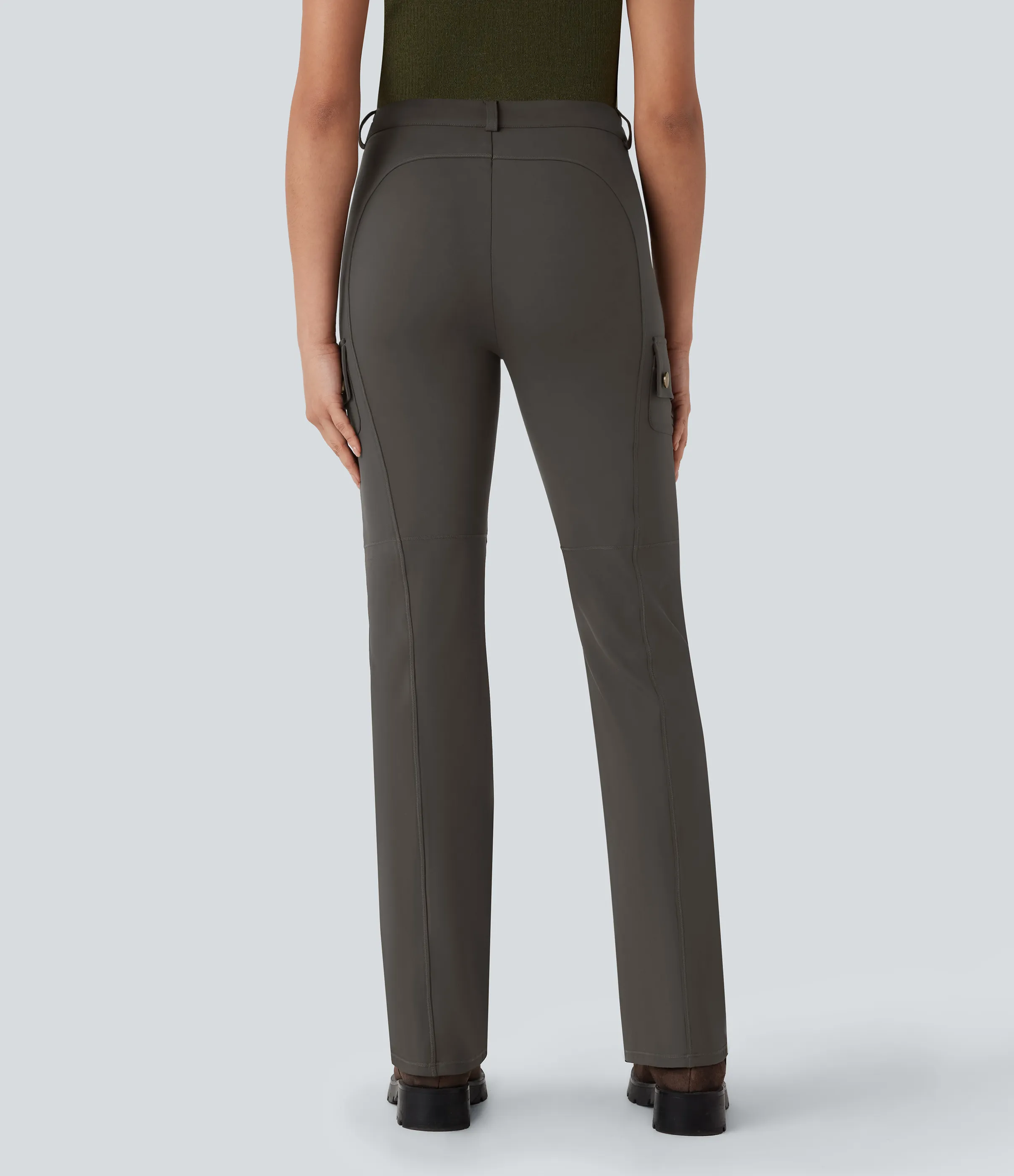 Halara Pantalón cargo bota senderismo múltiple bolsillo tiro medio - Deep Red Grey - XL(regular) sold by Halara product image thumbnail 3