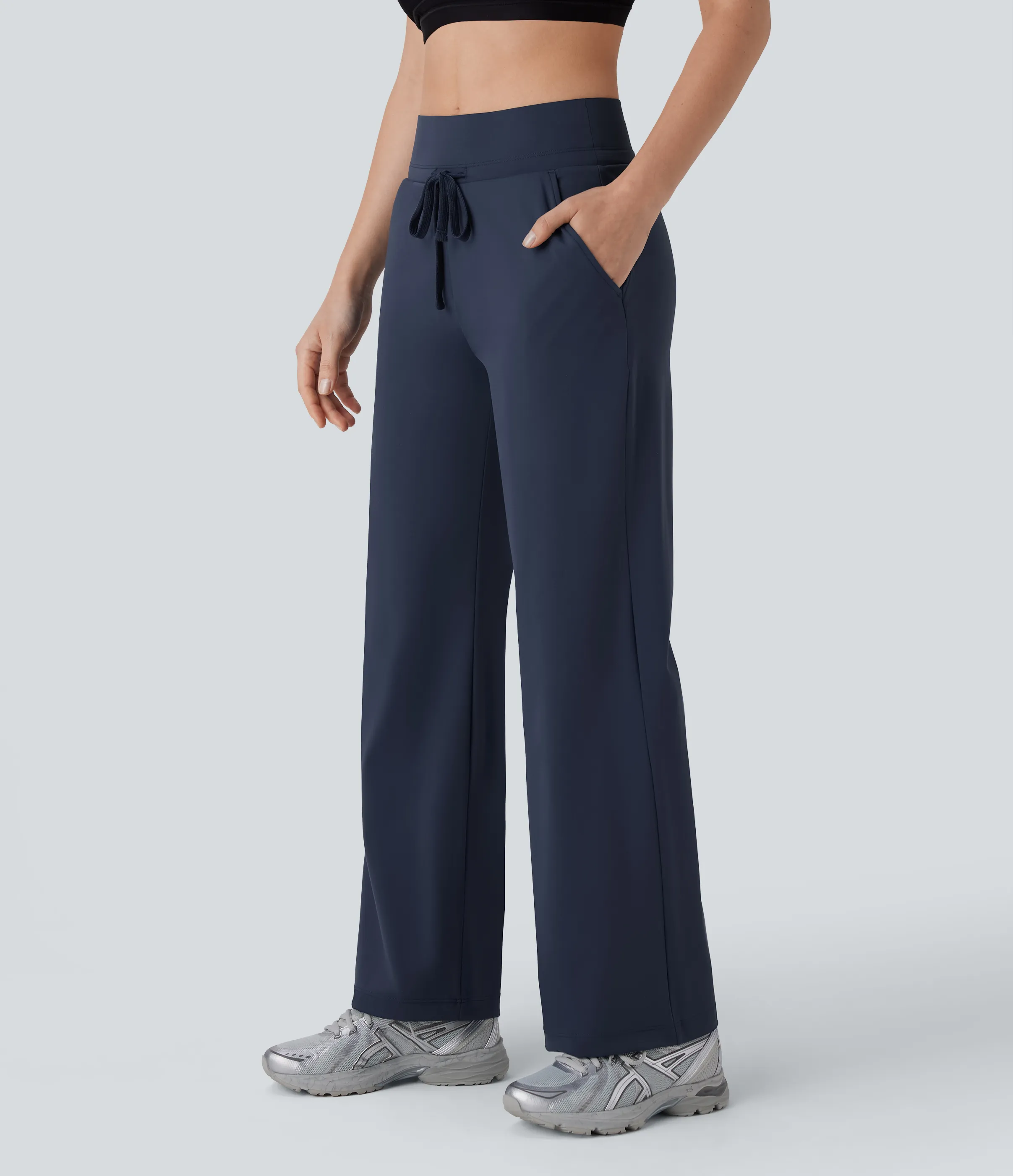 Halara Pantalón yoga Softlyzero™ Airy tiro medio cordón bolsillo lateral pierna recta tacto fresco - Mood Indigo - S(regular) sold by Halara product image thumbnail 2