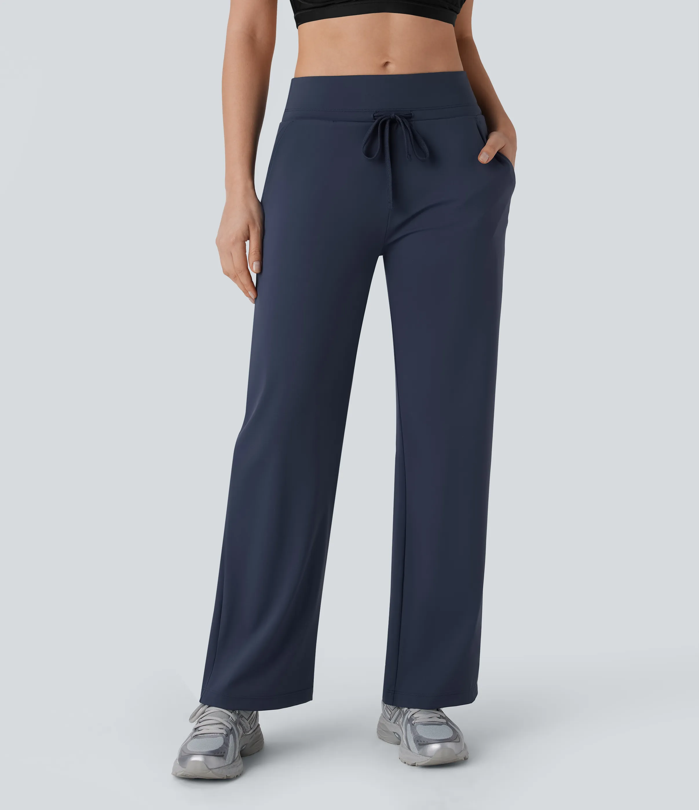 Halara Pantalón yoga Softlyzero™ Airy tiro medio cordón bolsillo lateral pierna recta tacto fresco - Mood Indigo - S(regular) sold by Halara product image thumbnail 4