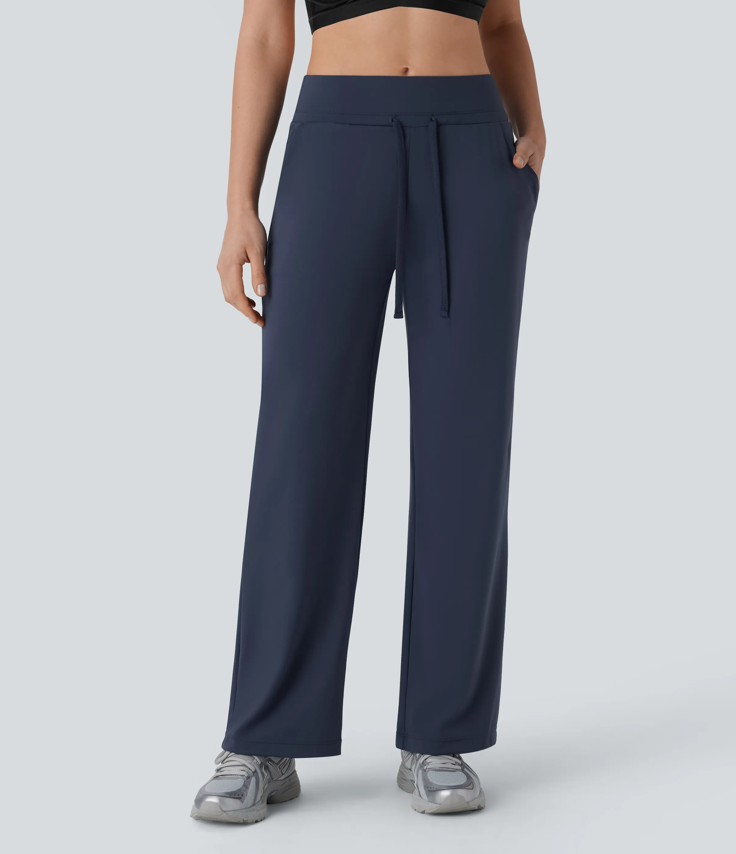 Halara Pantalón yoga Softlyzero™ Airy tiro medio cordón bolsillo lateral pierna recta tacto fresco - Mood Indigo - S(regular) sold by Halara product image thumbnail 5