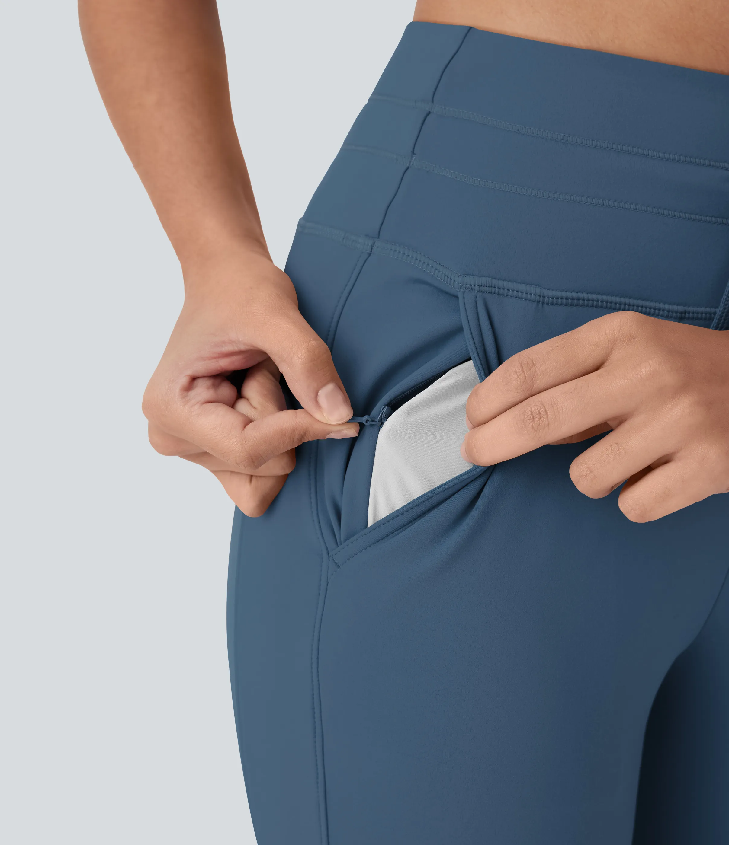 Halara Pantalón Softlyzero™ Plush deportivo yoga pedal bolsillo lateral cordón tiro alto - Grey Blue - XL(regular) sold by Halara product image thumbnail 5