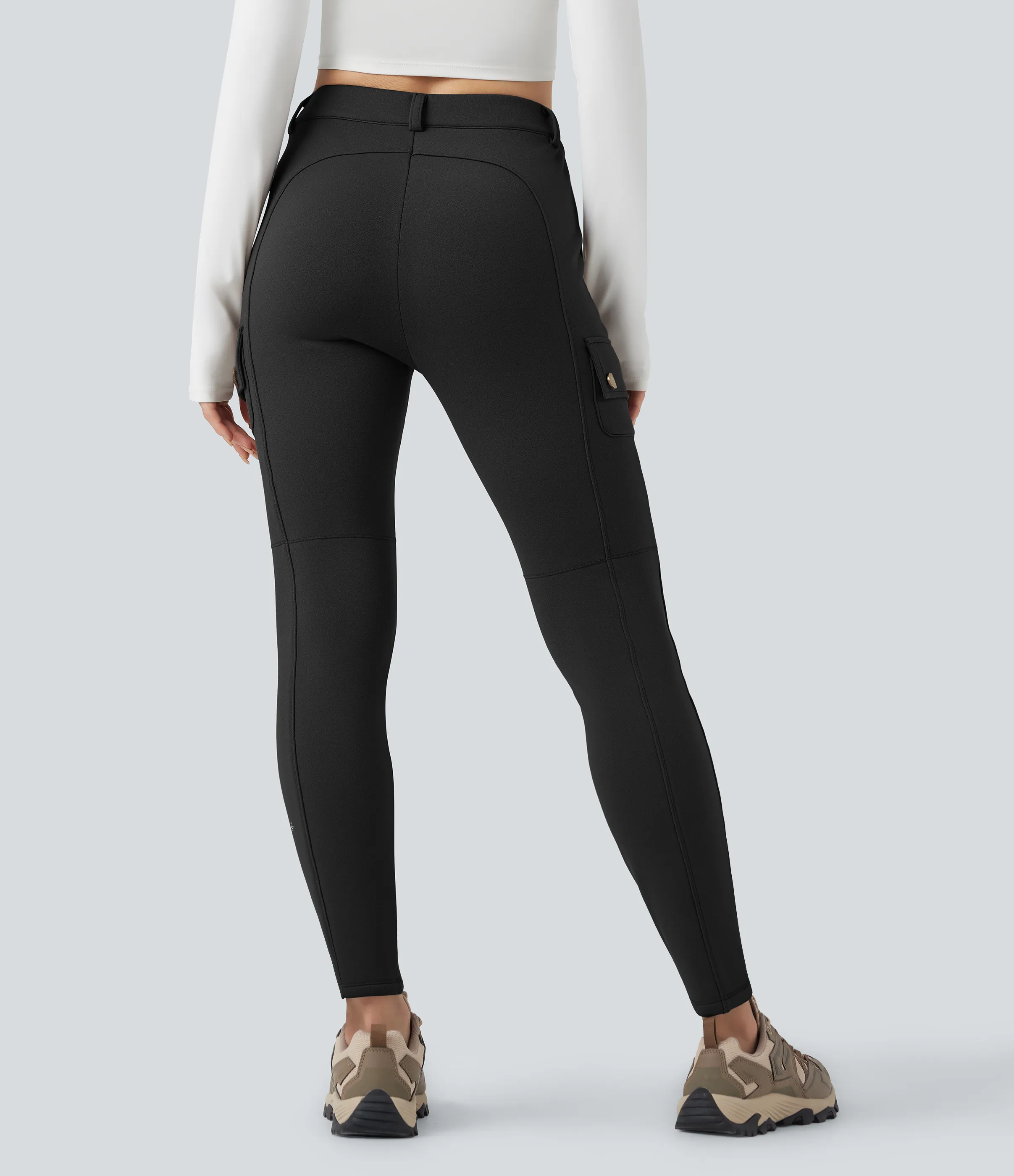 Halara Pantalones cargo de senderismo de polar ajustados de tiro alto con bolsillos - Black - S(regular) sold by Halara product image thumbnail 3