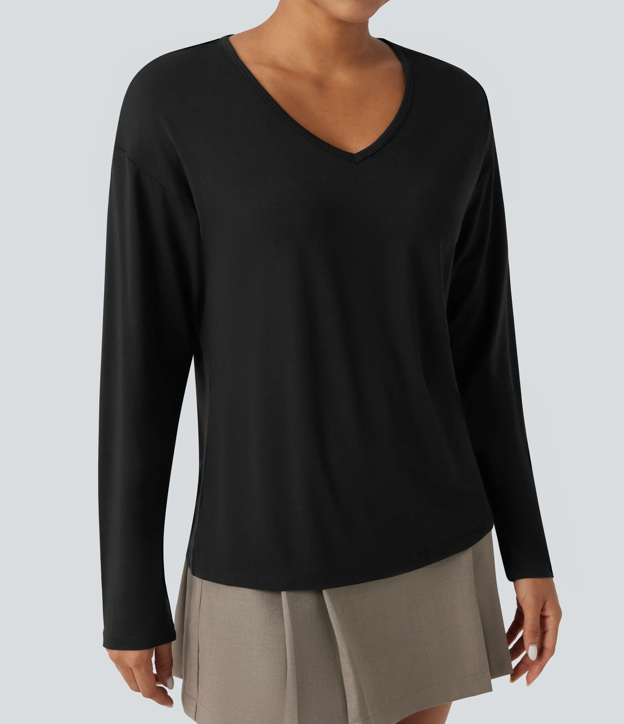 Halara Top casual de manga larga con cuello en V - Black - XL sold by Halara product image thumbnail 5