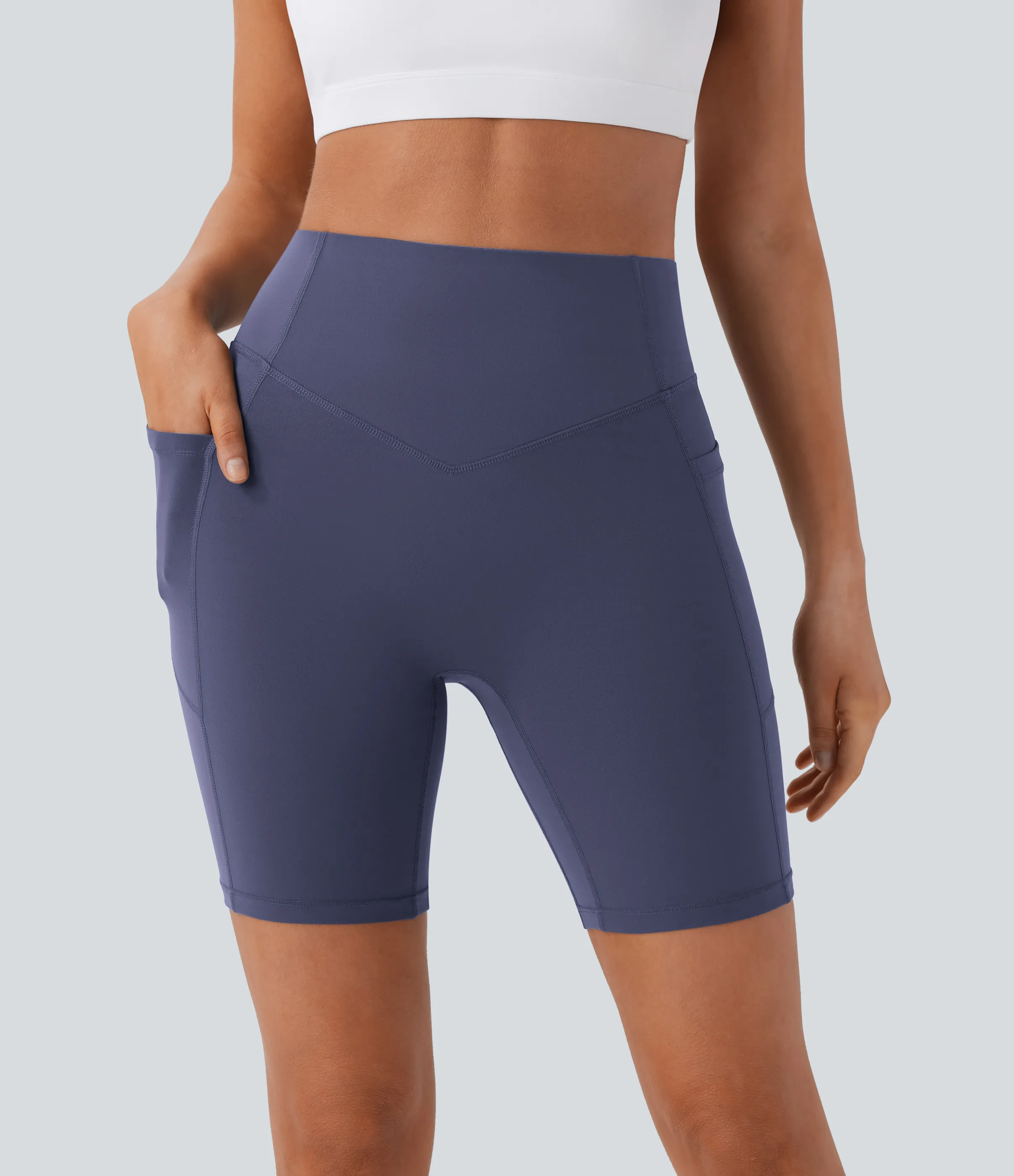 Halara Pantalón corto SoCinched UltraSculpt ciclista tiro alto realce glúteo bolsillo lateral entrenamiento 17.5cm - Mood Indigo - XS sold by Halara product image thumbnail 4