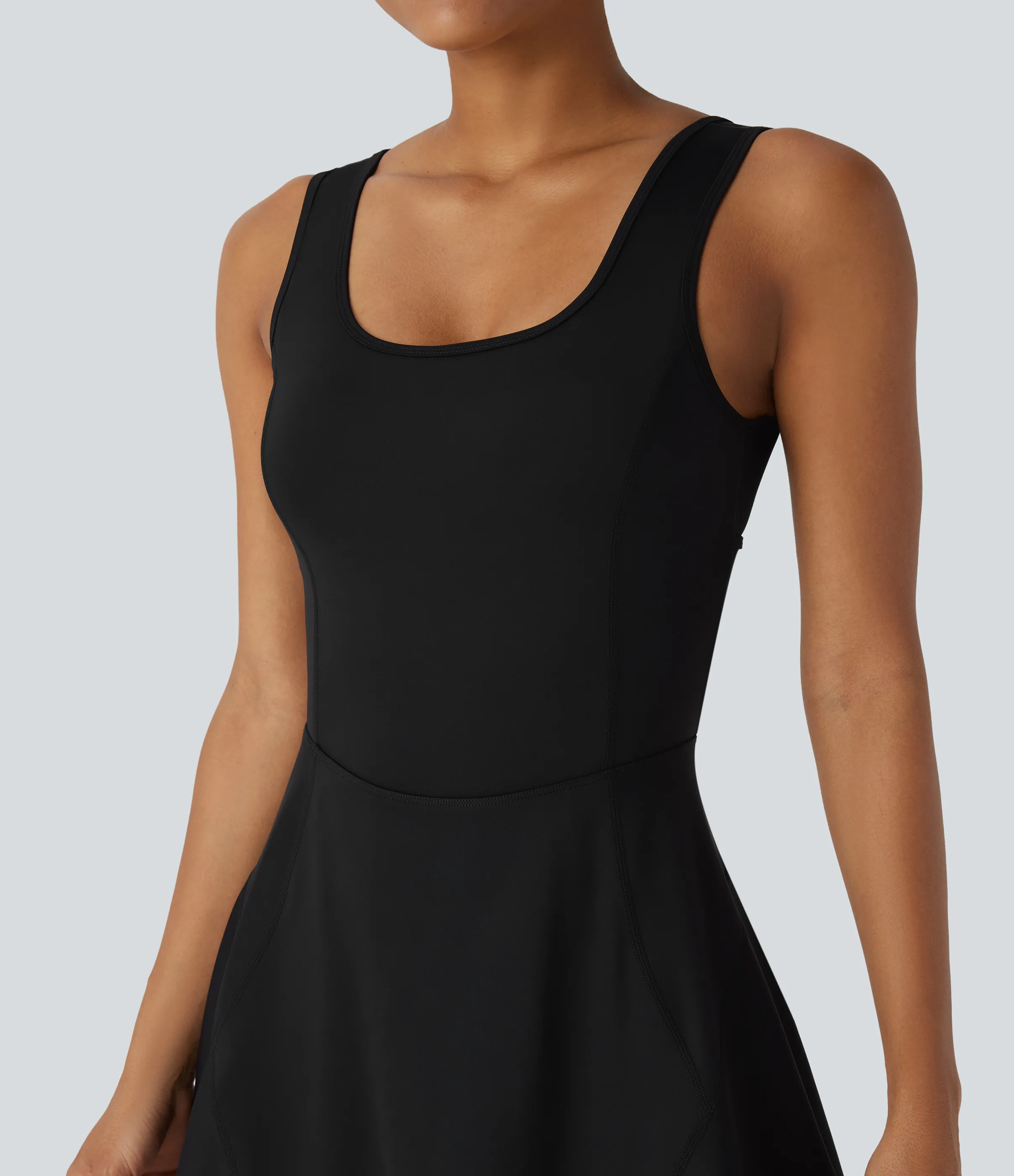 Halara Vestido mini Softlyzero™ Airy baile activo cuello U cruzado sin espalda bolsillo lateral 2 en 1 - Black - XS sold by Halara product image thumbnail 5