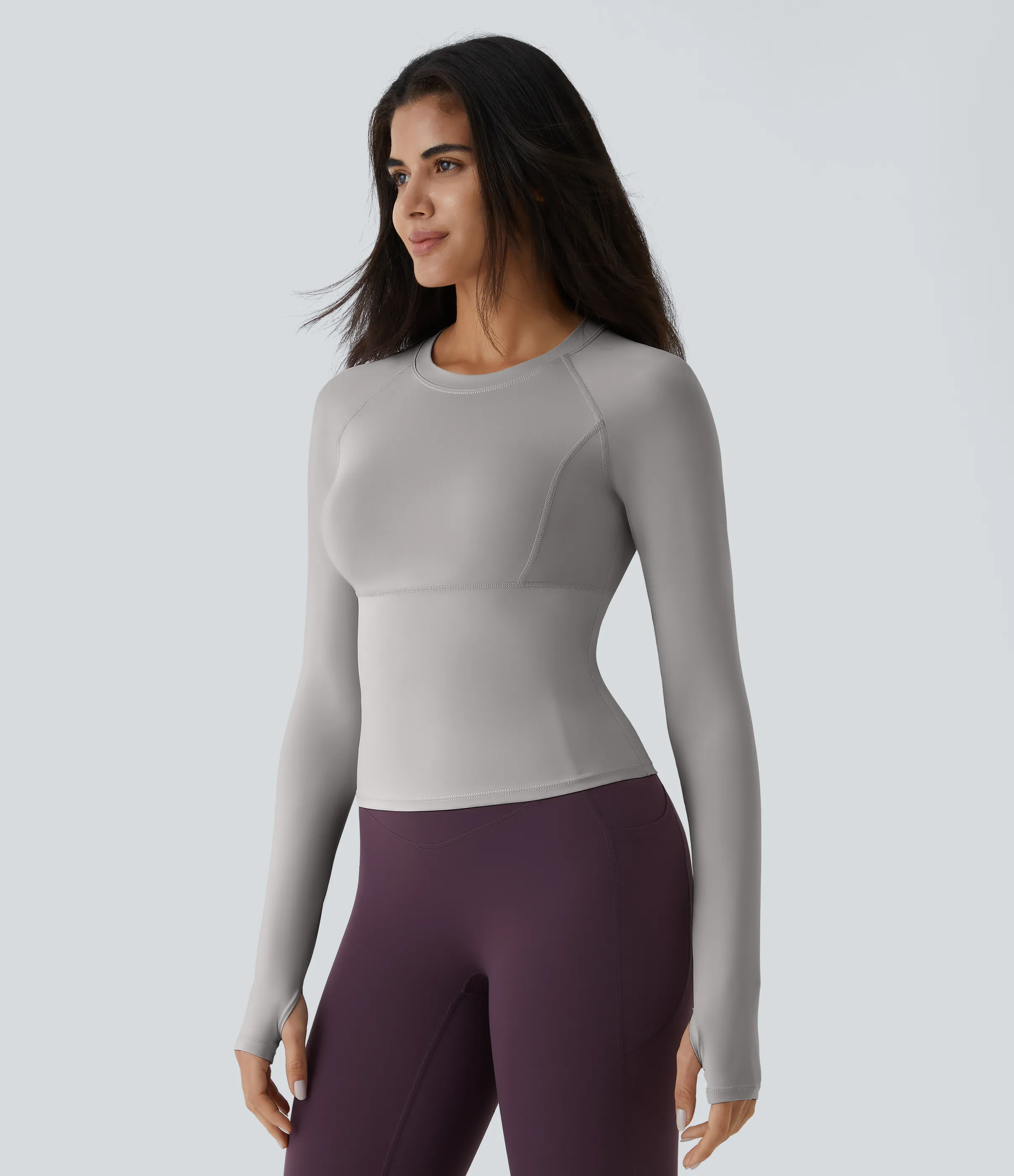 Halara Top deportivo yoga abertura pulgar - Mist Grey - XS(Long) sold by Halara product image thumbnail 4