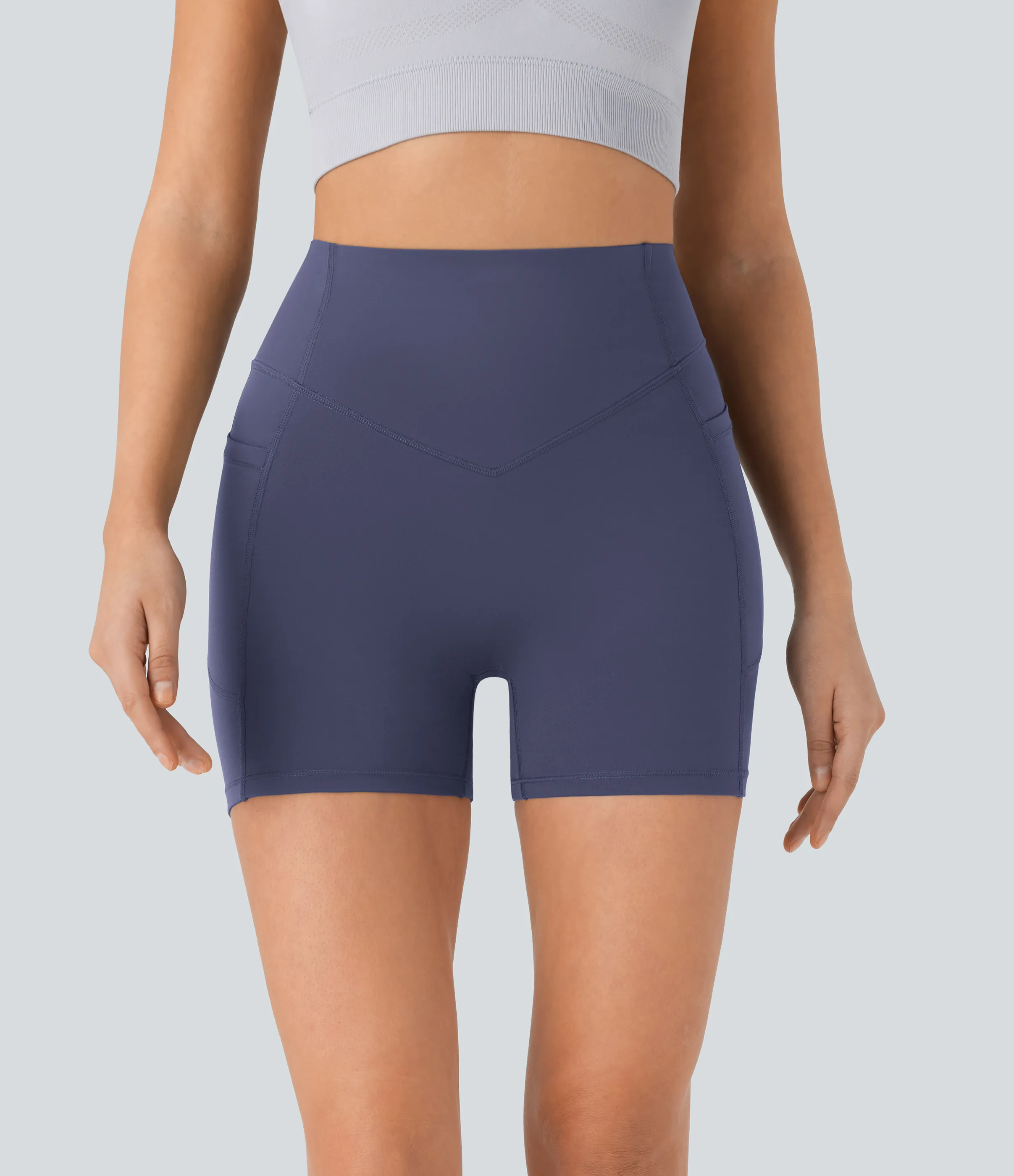 Halara Pantalón corto SoCinched UltraSculpt ciclista tiro alto realce glúteo bolsillo lateral entrenamiento 12.5cm - Mood Indigo - S sold by Halara product image thumbnail 4