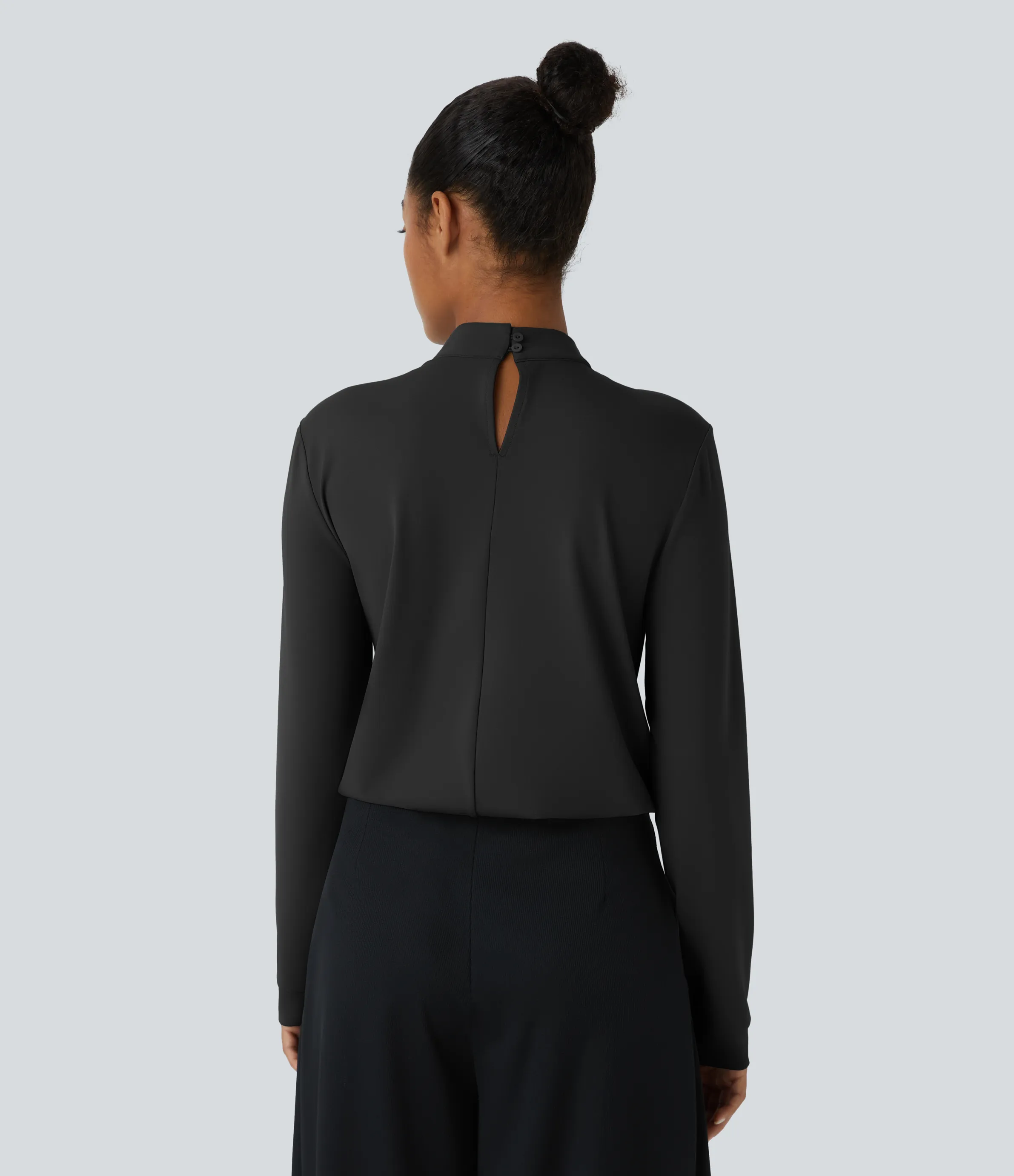 Halara Blusa oficina manga larga botón espalda cuello alto - Black - XS sold by Halara product image thumbnail 3