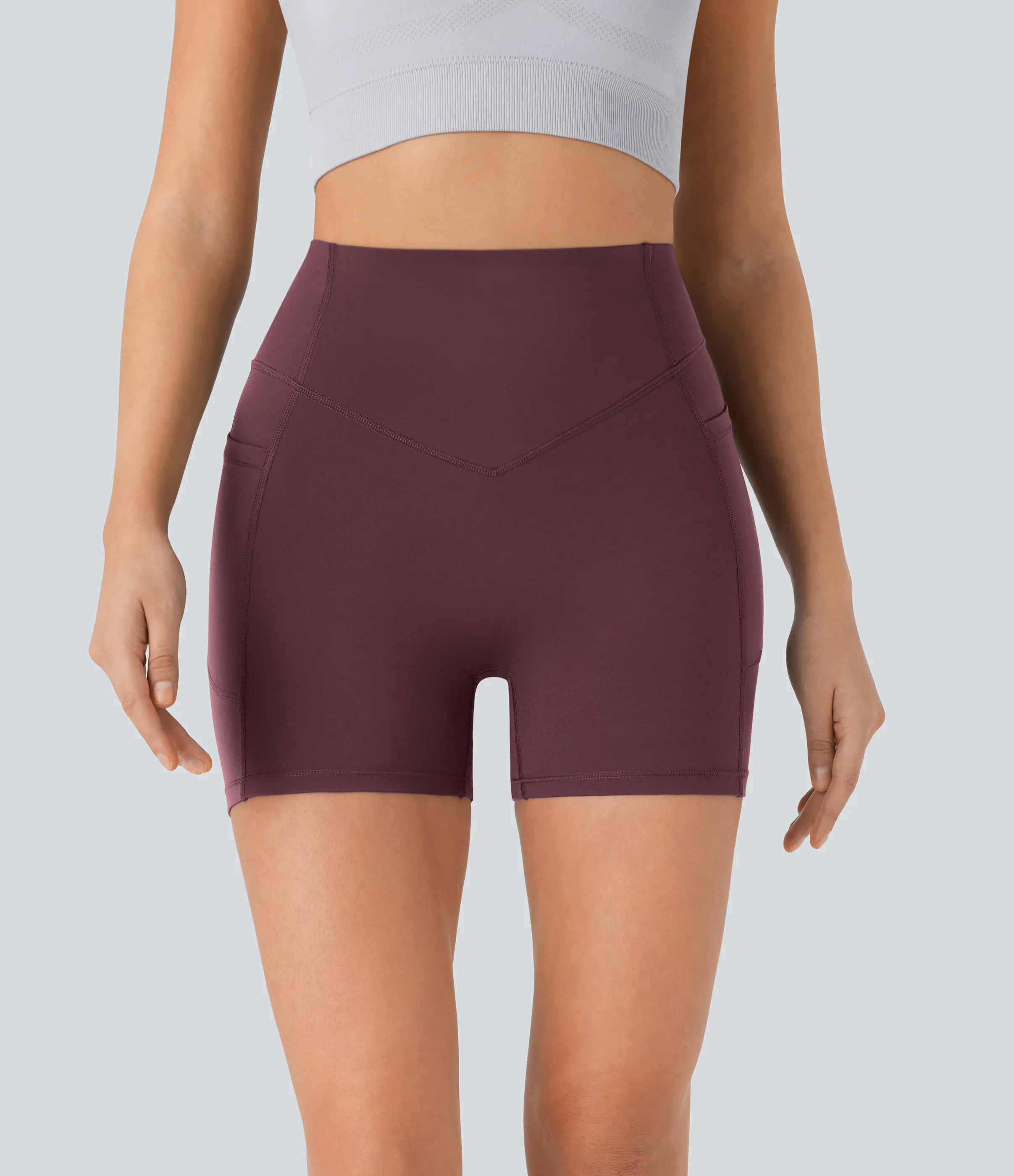 Halara Pantalón corto SoCinched UltraSculpt ciclista tiro alto realce glúteo bolsillo lateral entrenamiento 12.5cm - Evening Red - L sold by Halara product image thumbnail 4