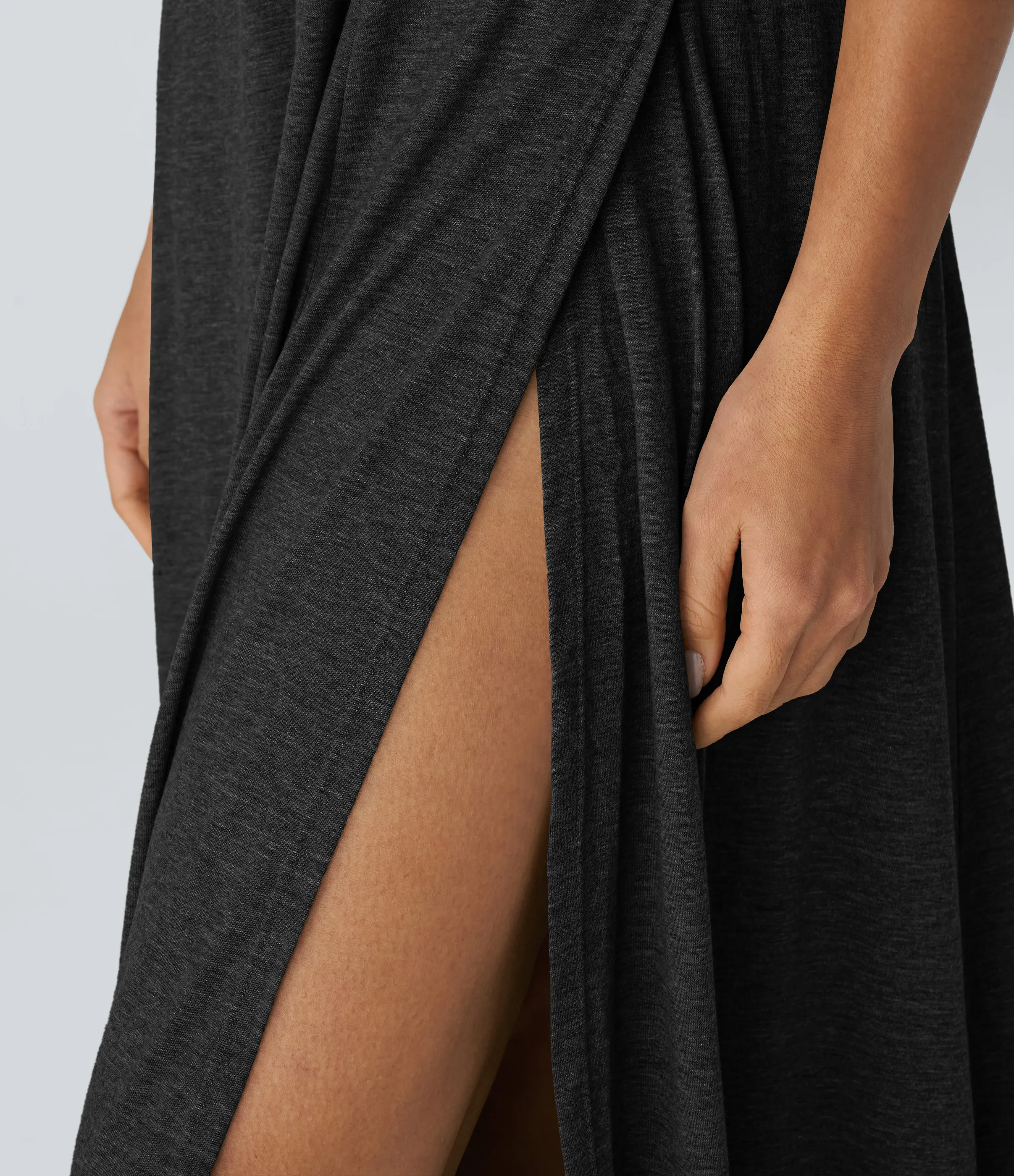 Halara Vestido sin mangas largo fluido dividido sin espalda cuello U - Black - XL sold by Halara product image thumbnail 5