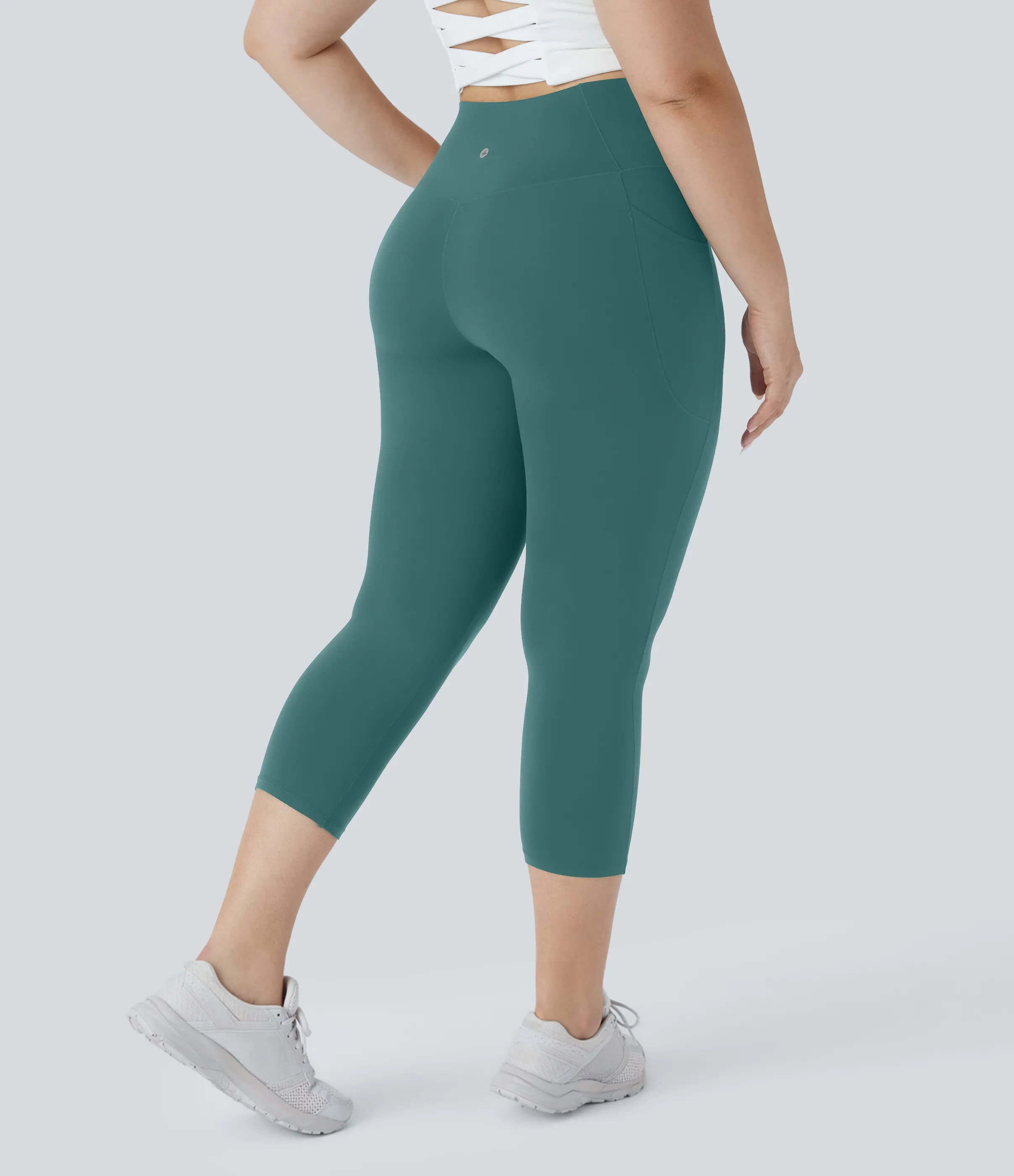 Halara Leggings Capri Softlyzero™ Yoga talla grande bolsillo cruzado tiro alto UPF50+ - Viridian - 2X sold by Halara product image thumbnail 3