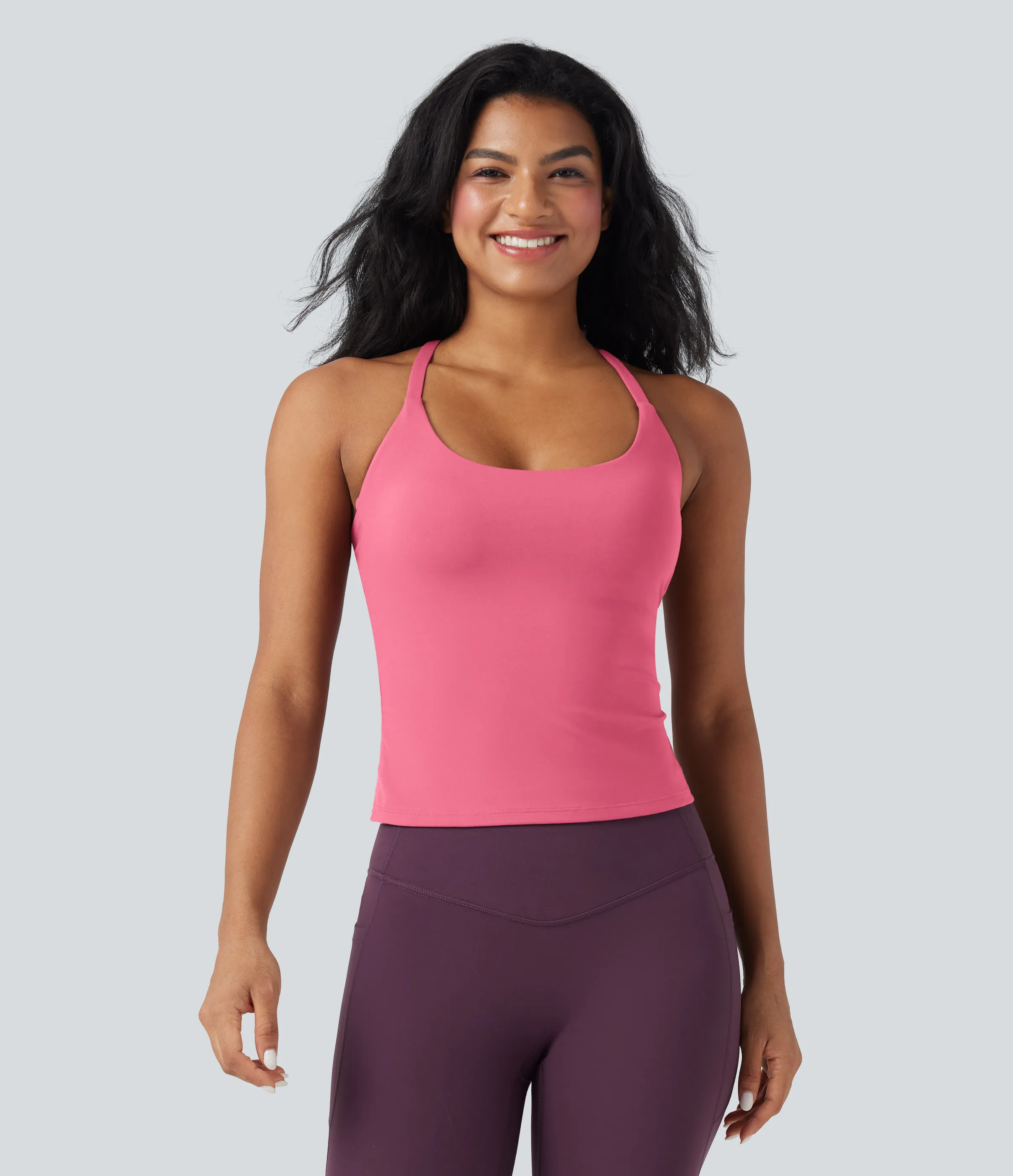 Halara Top de yoga con escote redondo, espalda cruzada y dobladillo cruzado - Pink Lemonade - XS sold by Halara product image thumbnail 3