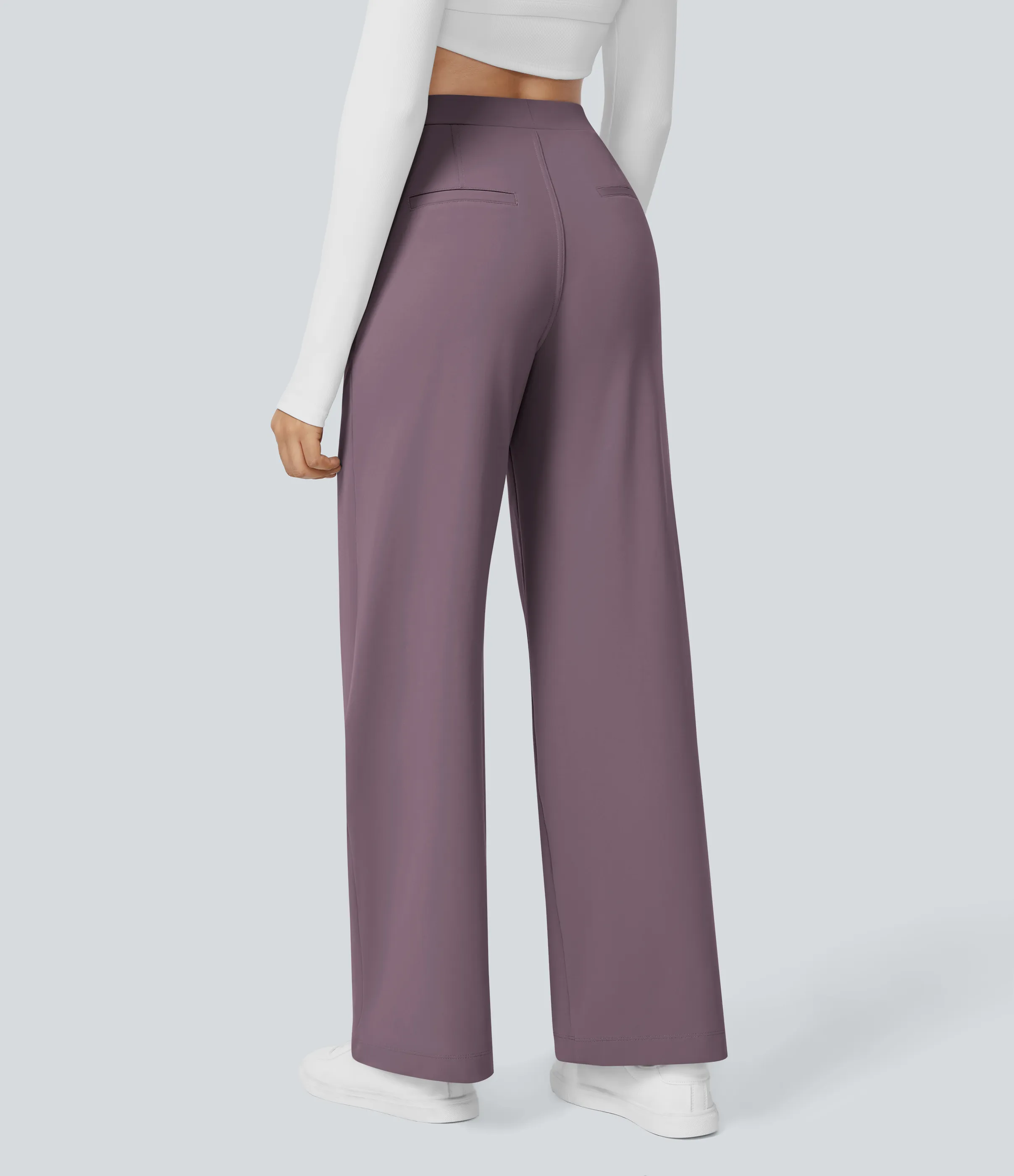 Halara Pantalón oficina pierna recta bolsillo lateral tiro alto pliegue - Nebula Purple - XL(regular) sold by Halara product image thumbnail 2