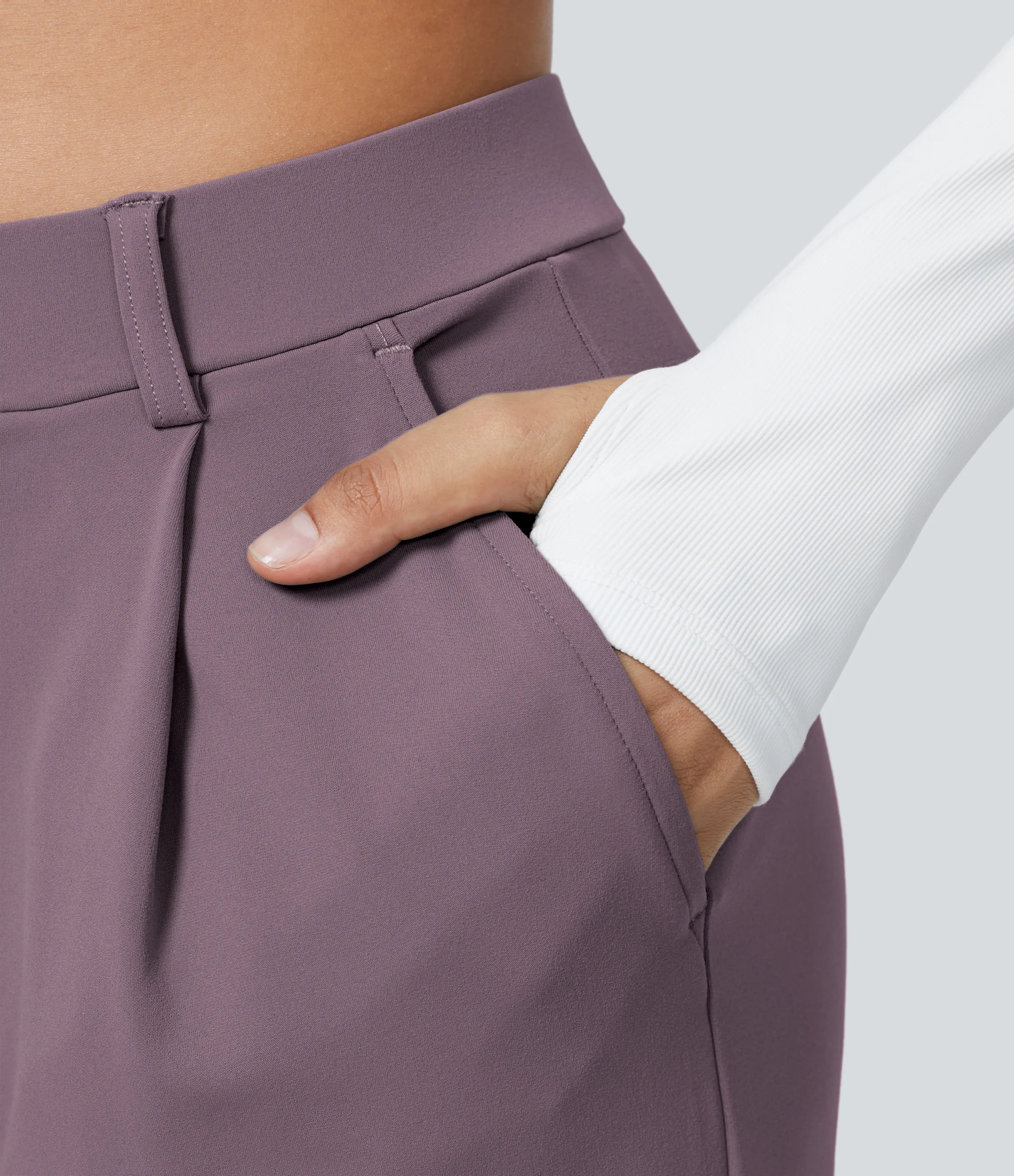 Halara Pantalón oficina pierna recta bolsillo lateral tiro alto pliegue - Nebula Purple - XL(regular) sold by Halara product image thumbnail 5