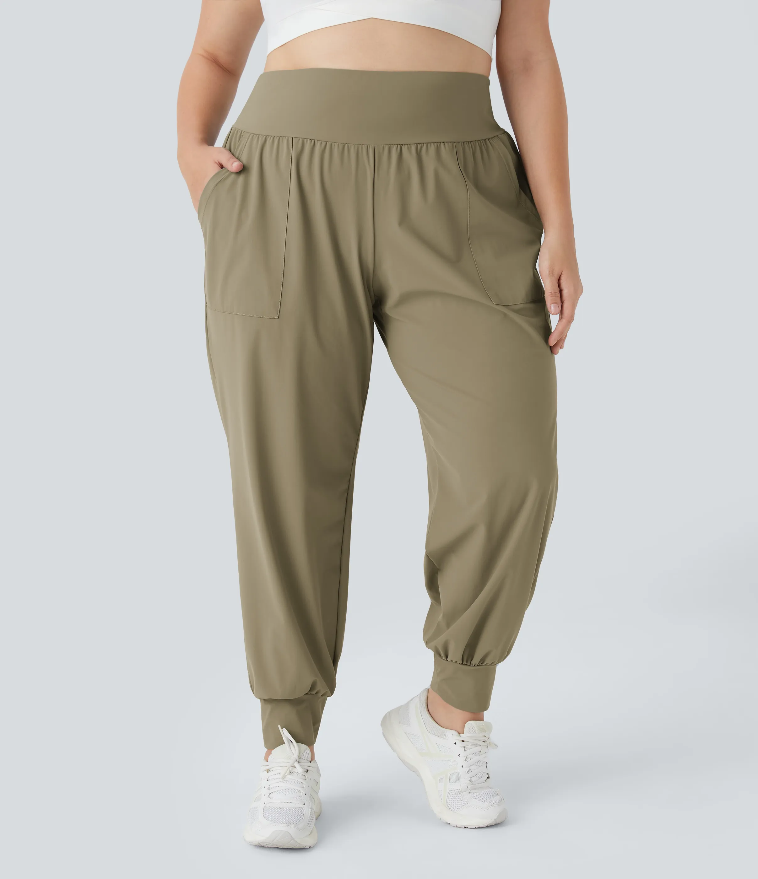 Halara Pantalón yoga tiro alto bolsillo lateral liso talla grande - Earthen Yellow - 1X(regular) sold by Halara product image thumbnail 3