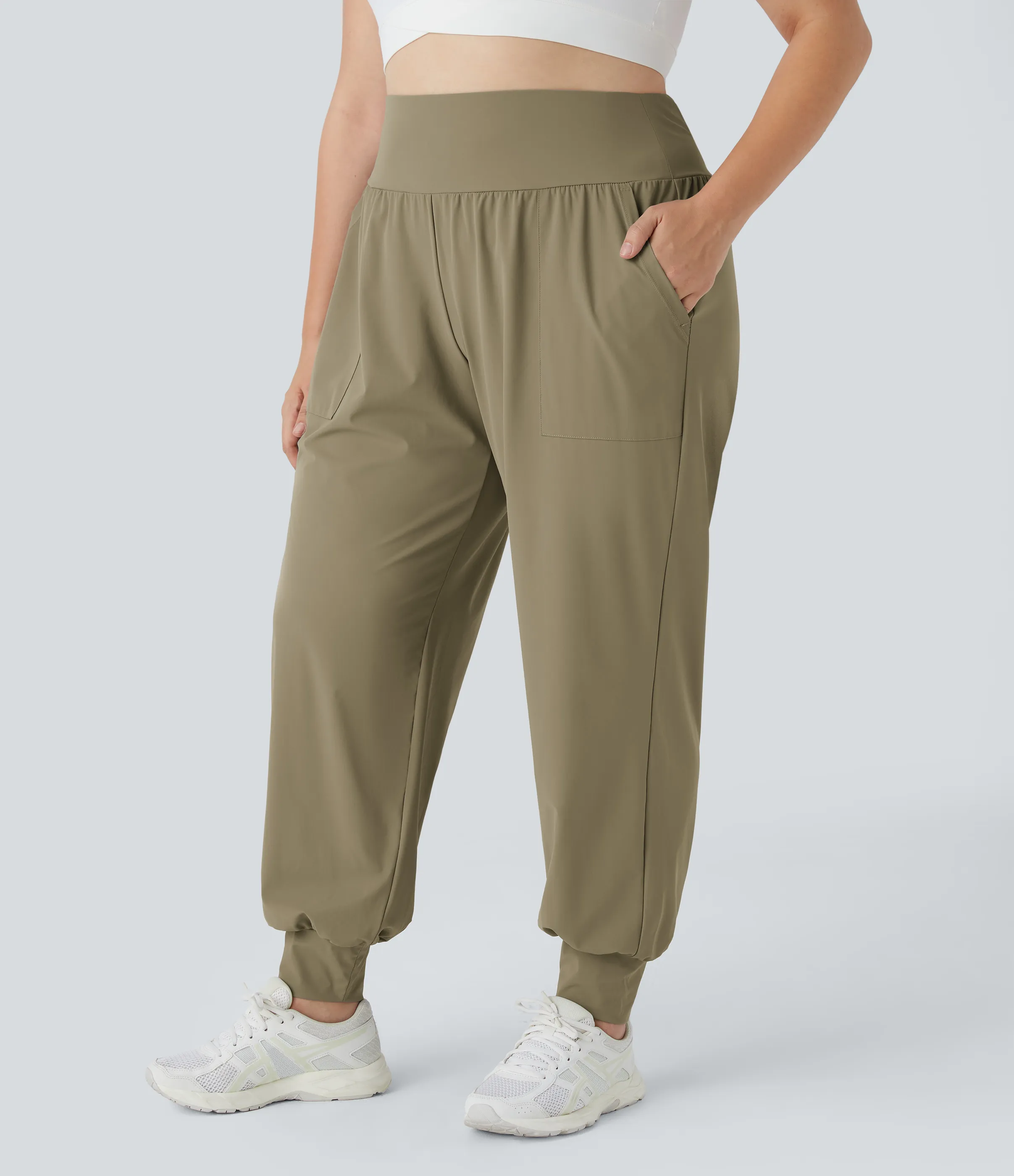Halara Pantalón yoga tiro alto bolsillo lateral liso talla grande - Earthen Yellow - 1X(regular) sold by Halara product image thumbnail 4