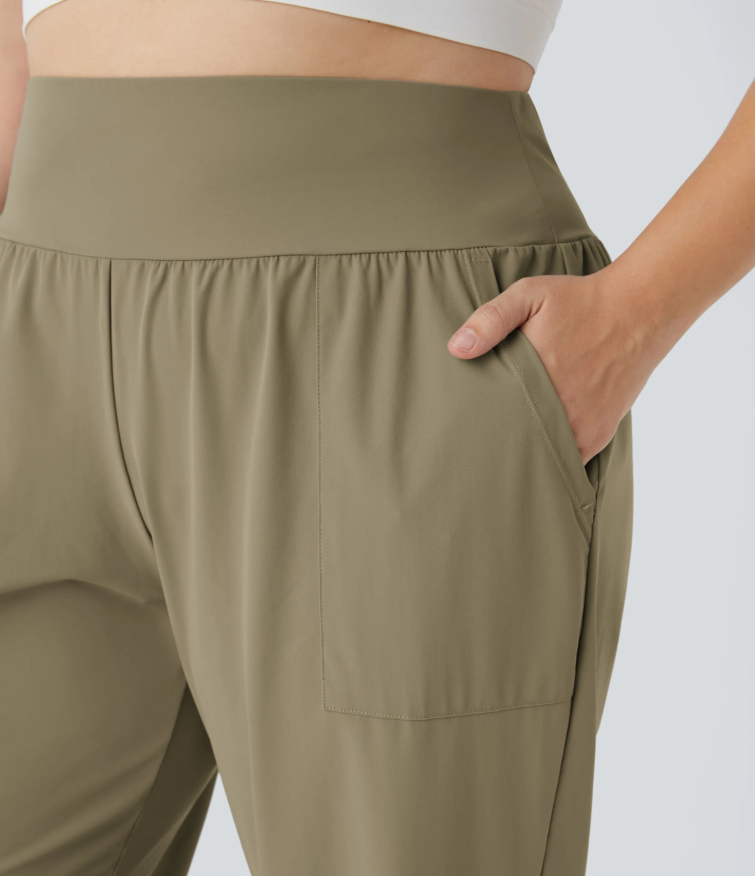 Halara Pantalón yoga tiro alto bolsillo lateral liso talla grande - Earthen Yellow - 1X(regular) sold by Halara product image thumbnail 5