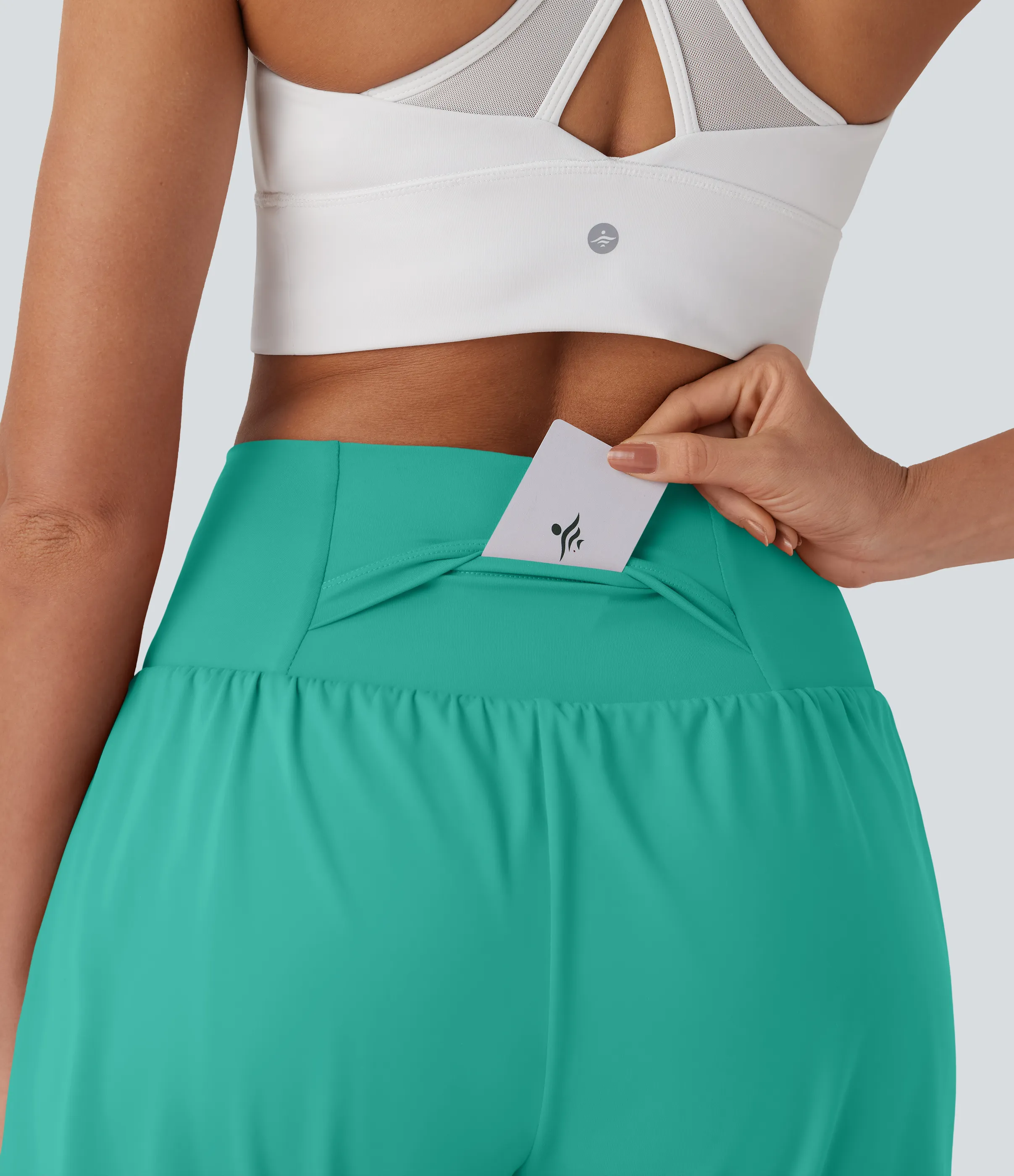 Halara Pantalones cortos de yoga Softlyzero™ Airy 2 en 1 de 17.5cm de tiro alto con tacto fresco y bolsillos - Waterfall - XL sold by Halara product image thumbnail 5