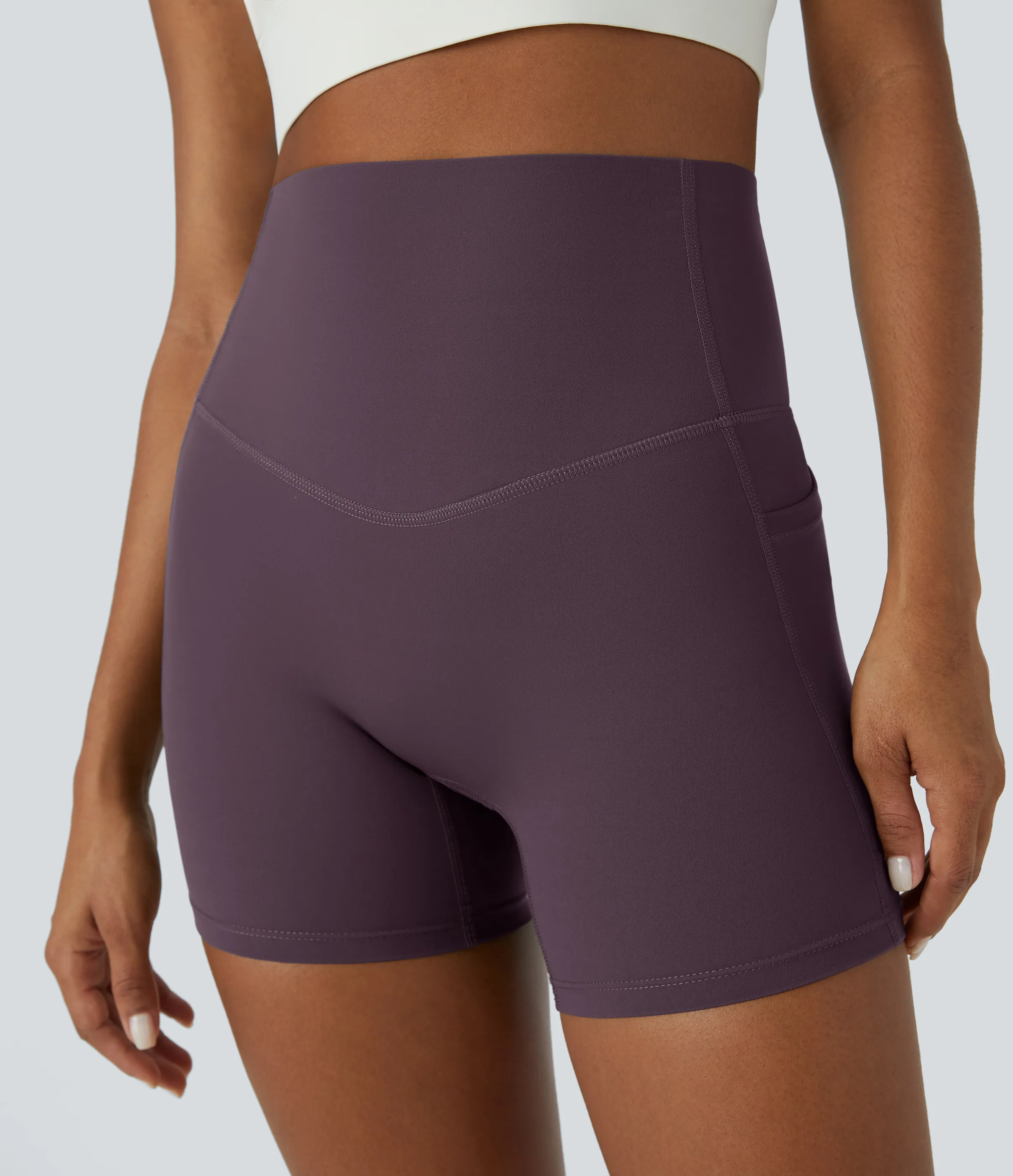 Halara Shorts de ciclista UltraSculpt™ moldeadores de abdomen de tiro alto y bolsillos laterales 12.5cm - Night's Purple - M sold by Halara product image thumbnail 5