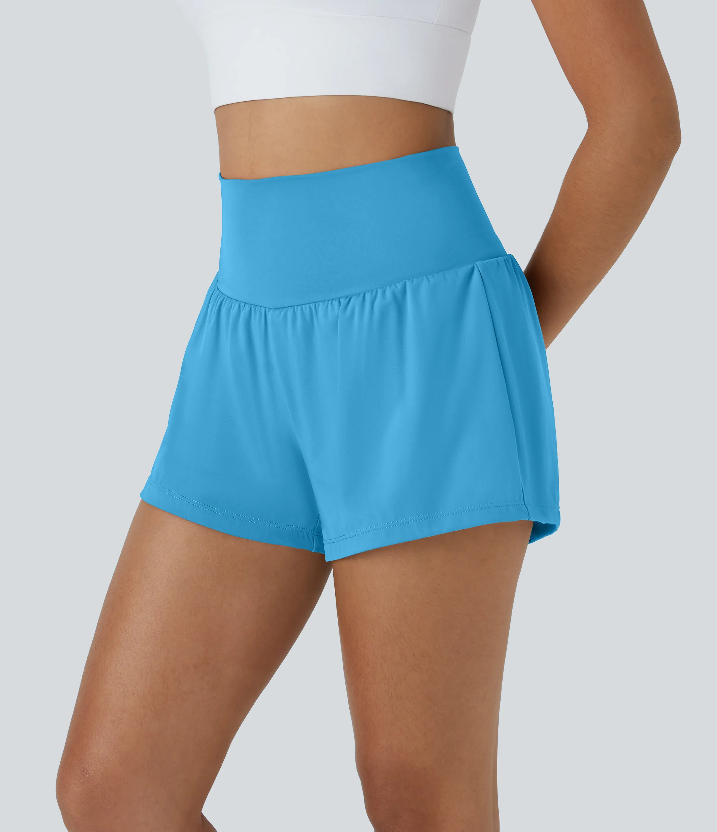 Halara Pantalón corto yoga 2 en 1 tiro alto bolsillo trasero lateral oculto 7.5cm - Swim Cap - L sold by Halara product image thumbnail 4