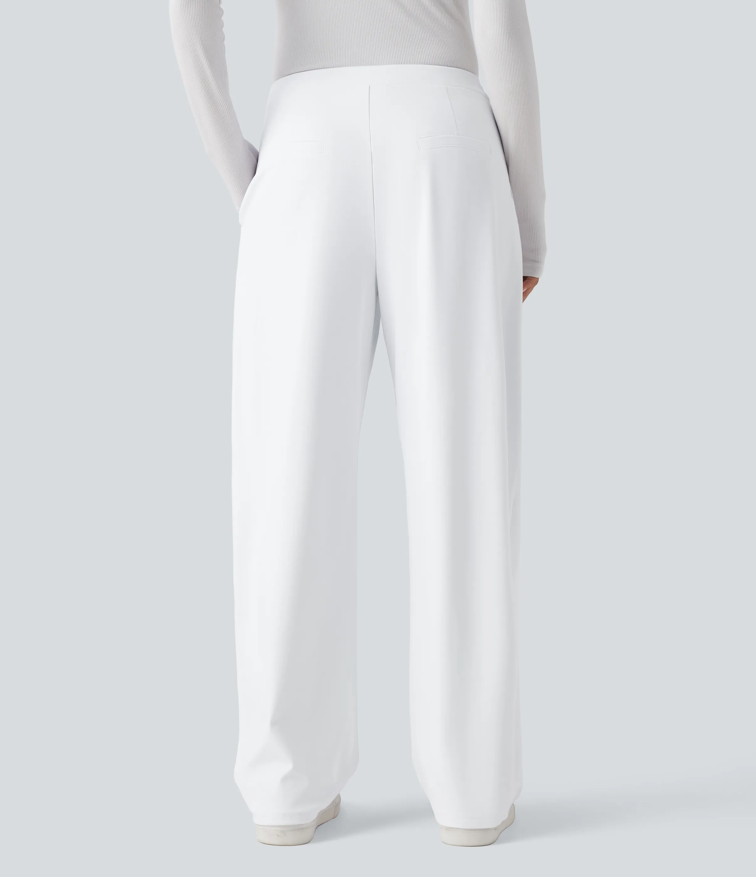 Halara Pantalones casuales asimétricos de tiro medio y cintura estrecha con bolsillos - White - L(regular) sold by Halara product image thumbnail 3