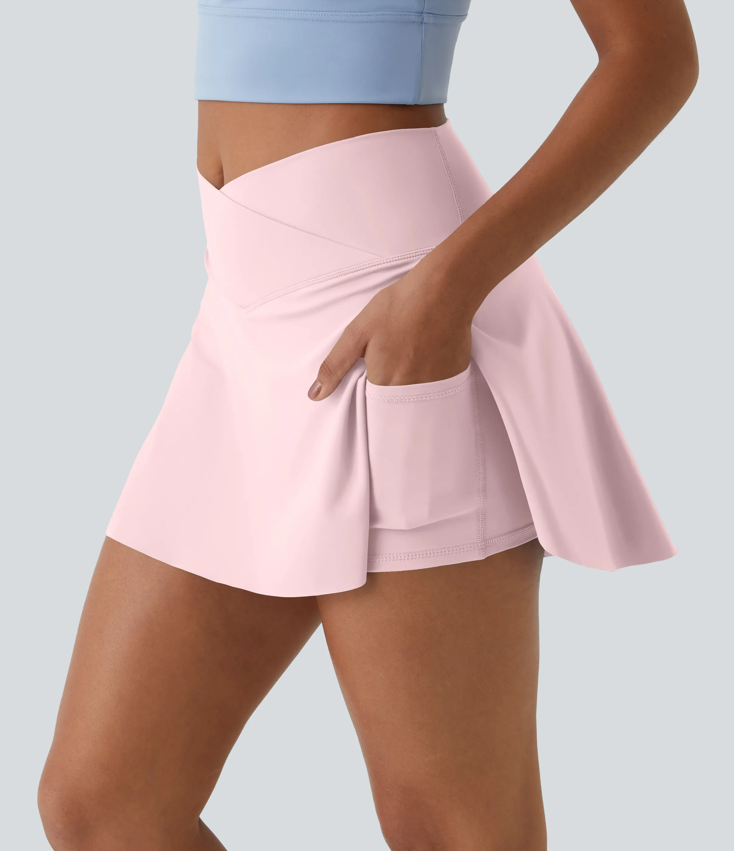 Halara Minifalda tenis Softlyzero™ Airy Crossover 2 en 1 bolsillo lateral tacto fresco tacto suave diario Lucid-UPF 50+ - Primrose Pink - L sold by Halara product image thumbnail 2