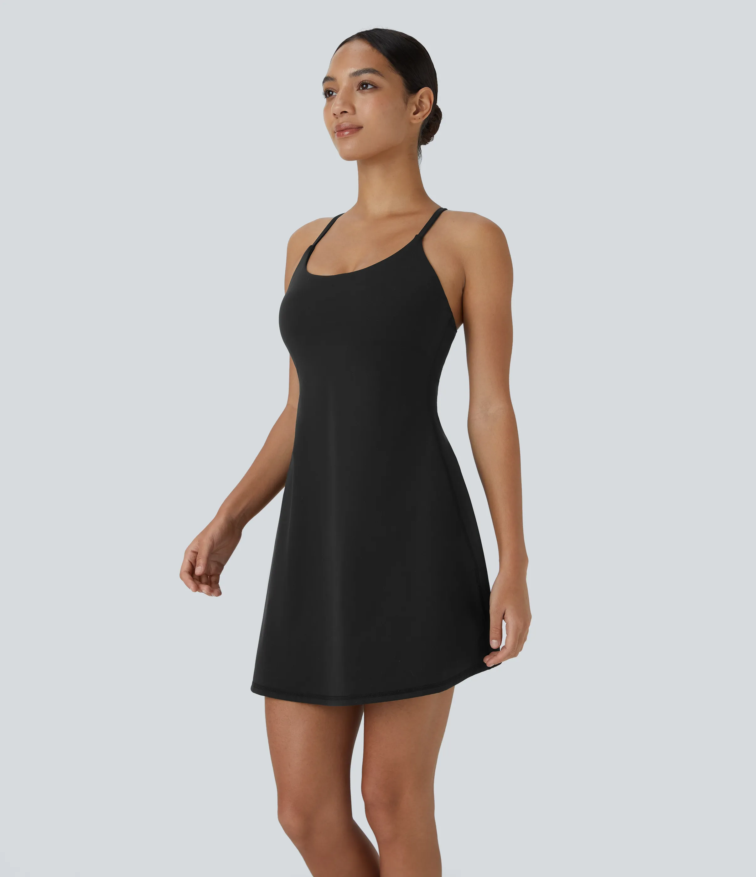 Halara Vestido deportivo SoftlyZero™ Plush afelpado sin espalda en copas D-F - Black - L sold by Halara product image thumbnail 4