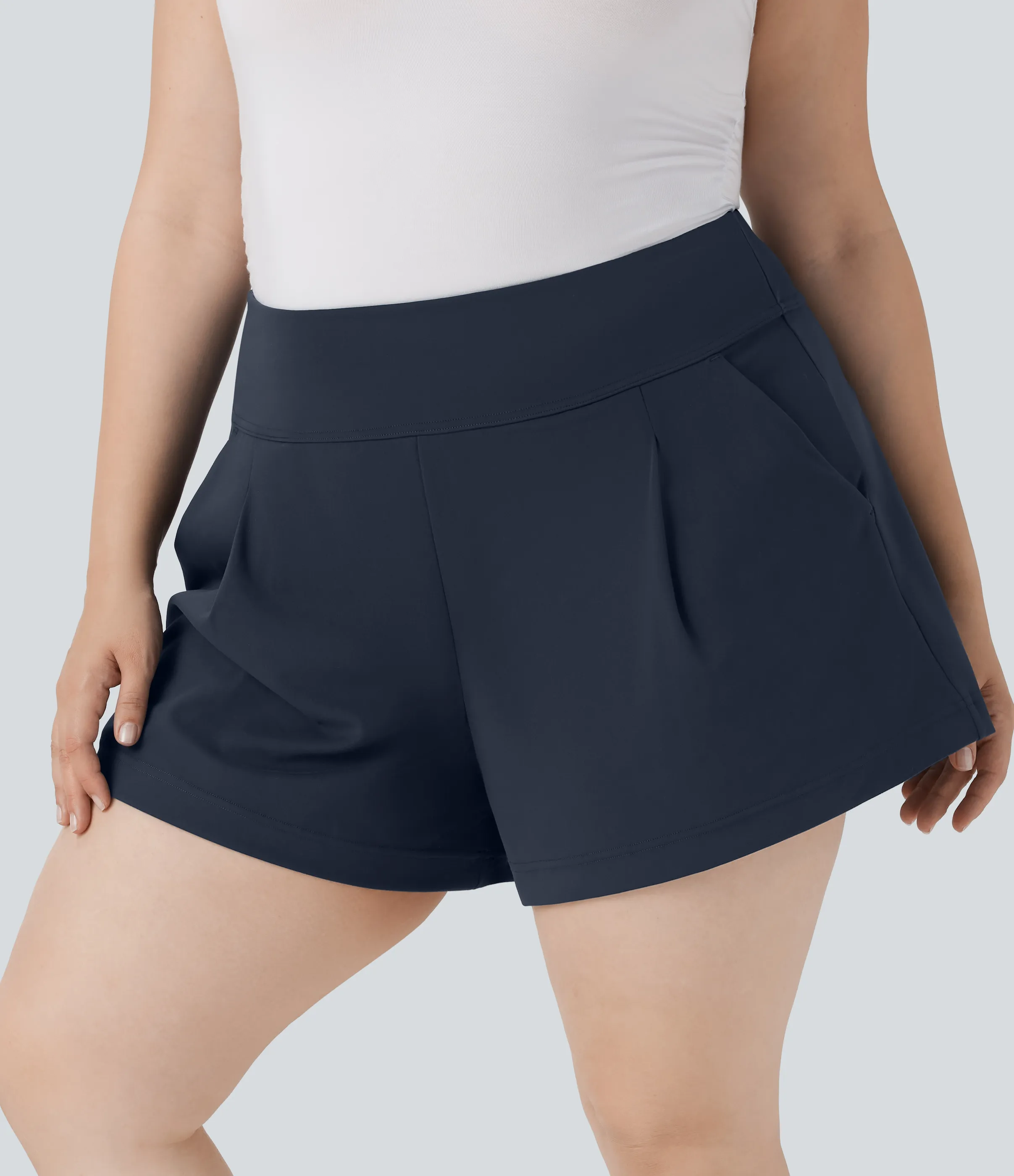 Halara Pantalón corto oficina tiro alto talla grande bolsillo lateral - Midnight Blue - 1X sold by Halara product image thumbnail 4