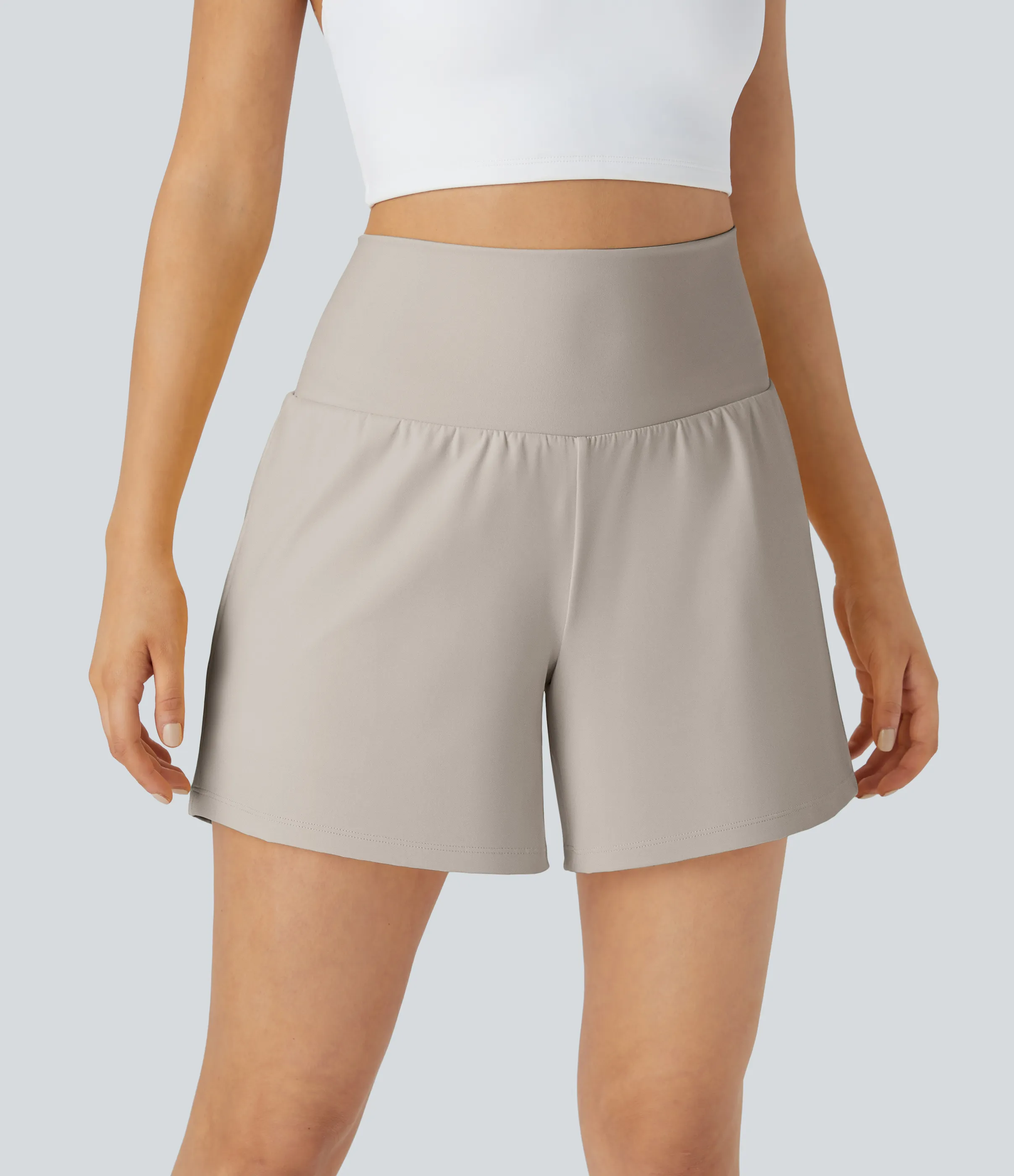 Halara Pantalón corto yoga 2 en 1 bolsillo trasero oculto tiro súper alto bolsillo lateral oculto 12.5cm-más largo - Rainy Day - S(Long) sold by Halara product image thumbnail 4