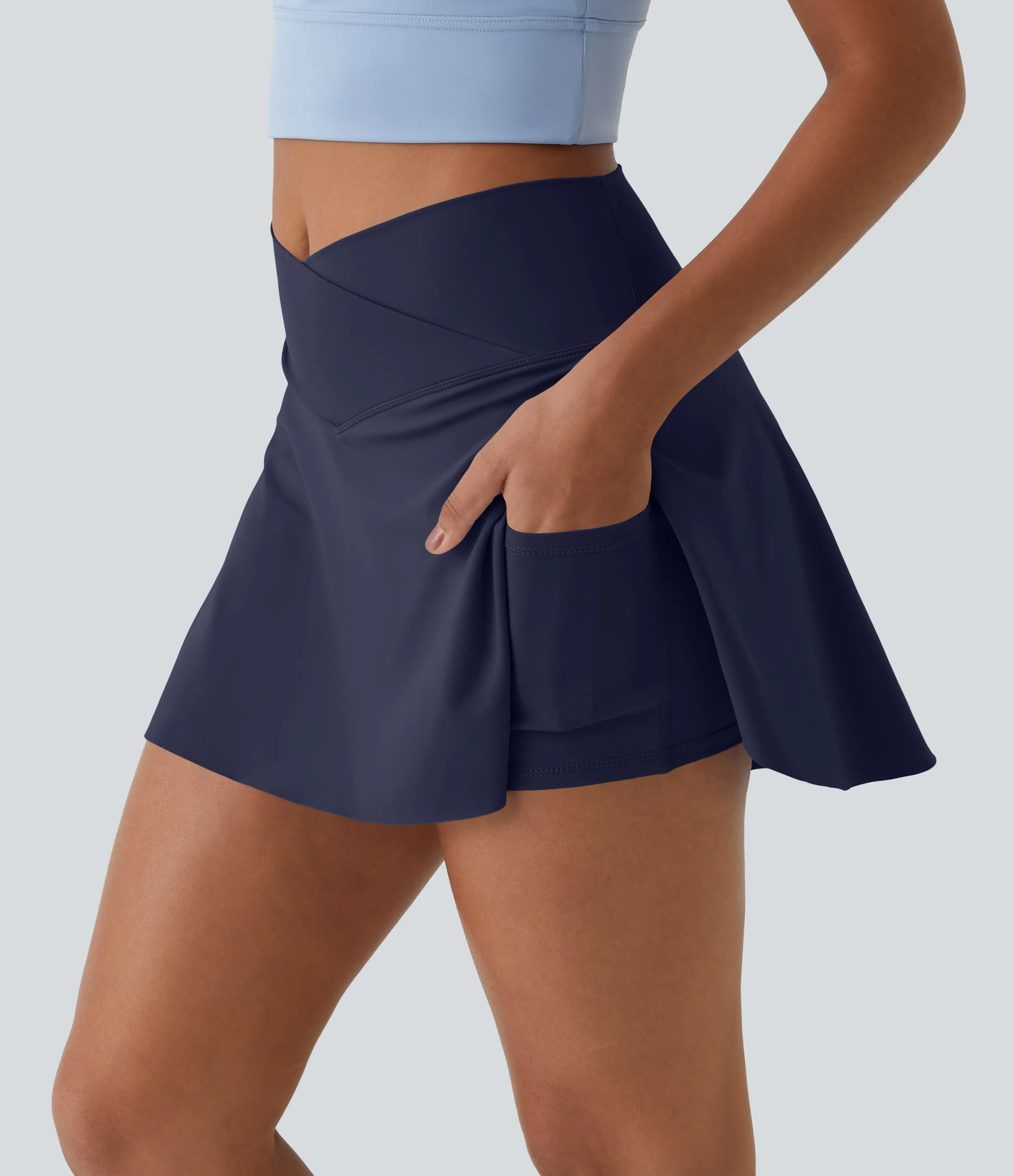 Halara Minifalda tenis Softlyzero™ Airy Crossover 2 en 1 bolsillo lateral tacto fresco tacto suave diario Lucid-UPF 50+ - Peacoat - XS sold by Halara