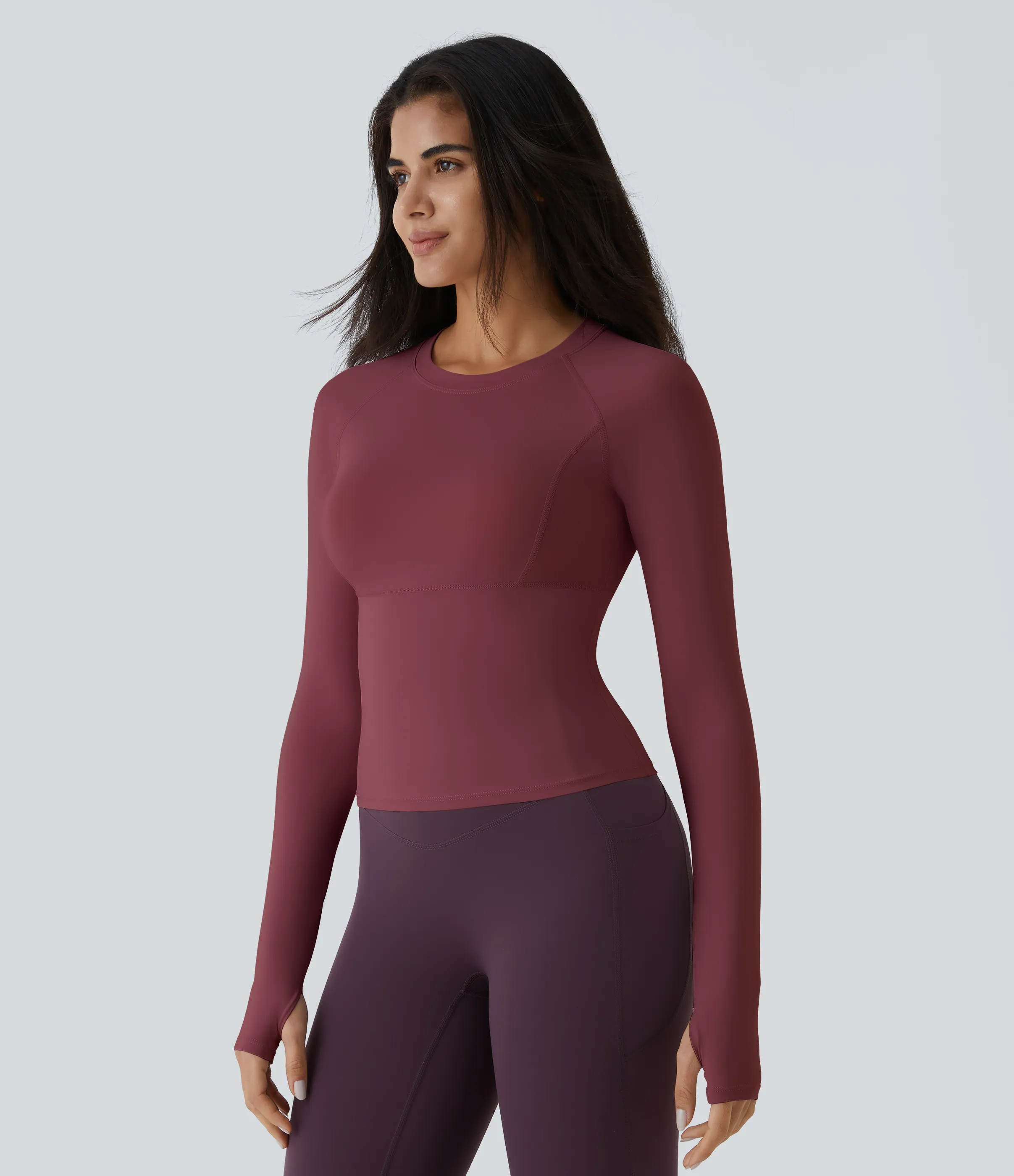 Halara Top deportivo yoga abertura pulgar - Chocolate Truffle - XS(Long) sold by Halara product image thumbnail 4
