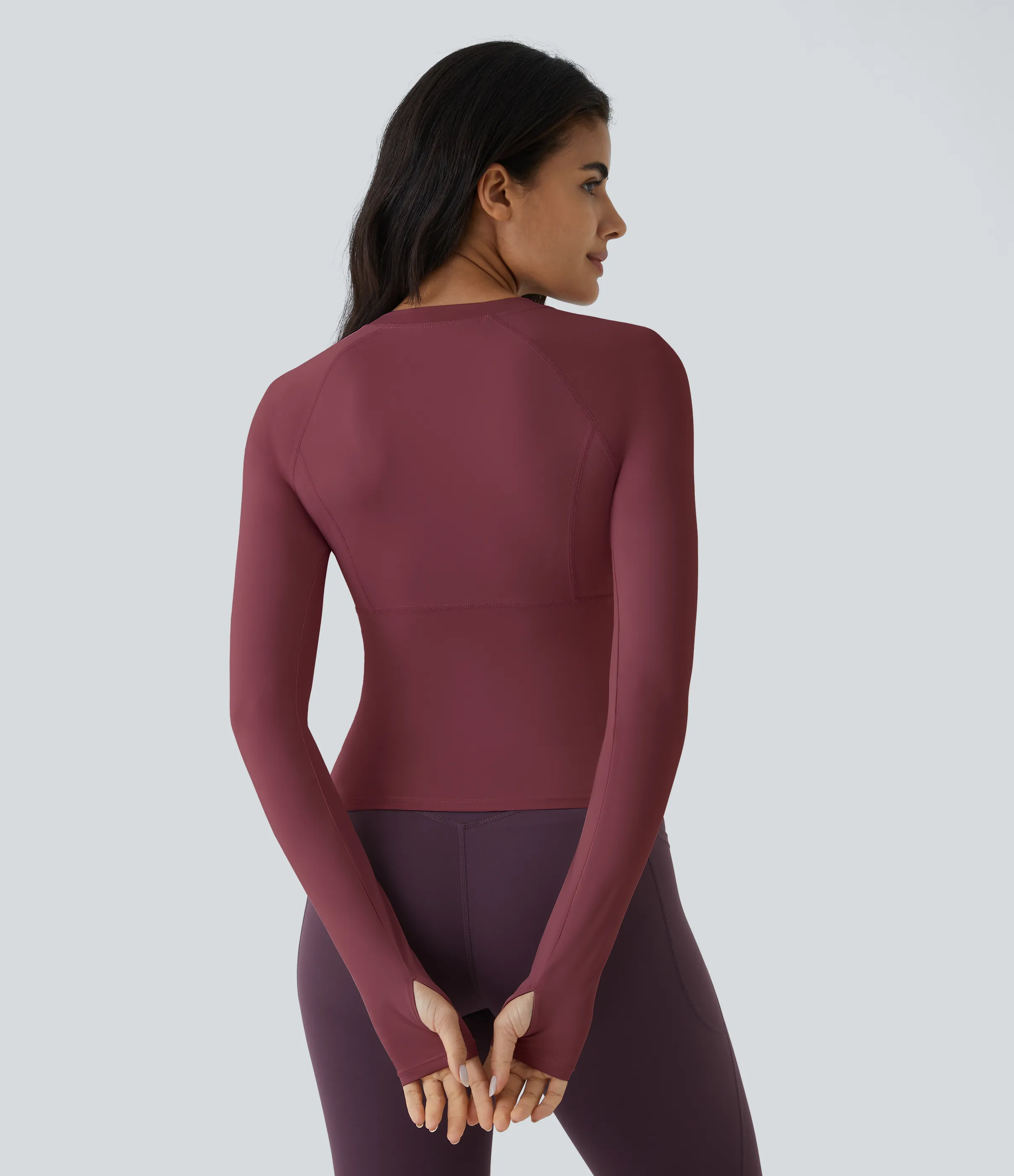 Halara Top deportivo yoga abertura pulgar - Chocolate Truffle - XS(Long) sold by Halara product image thumbnail 5