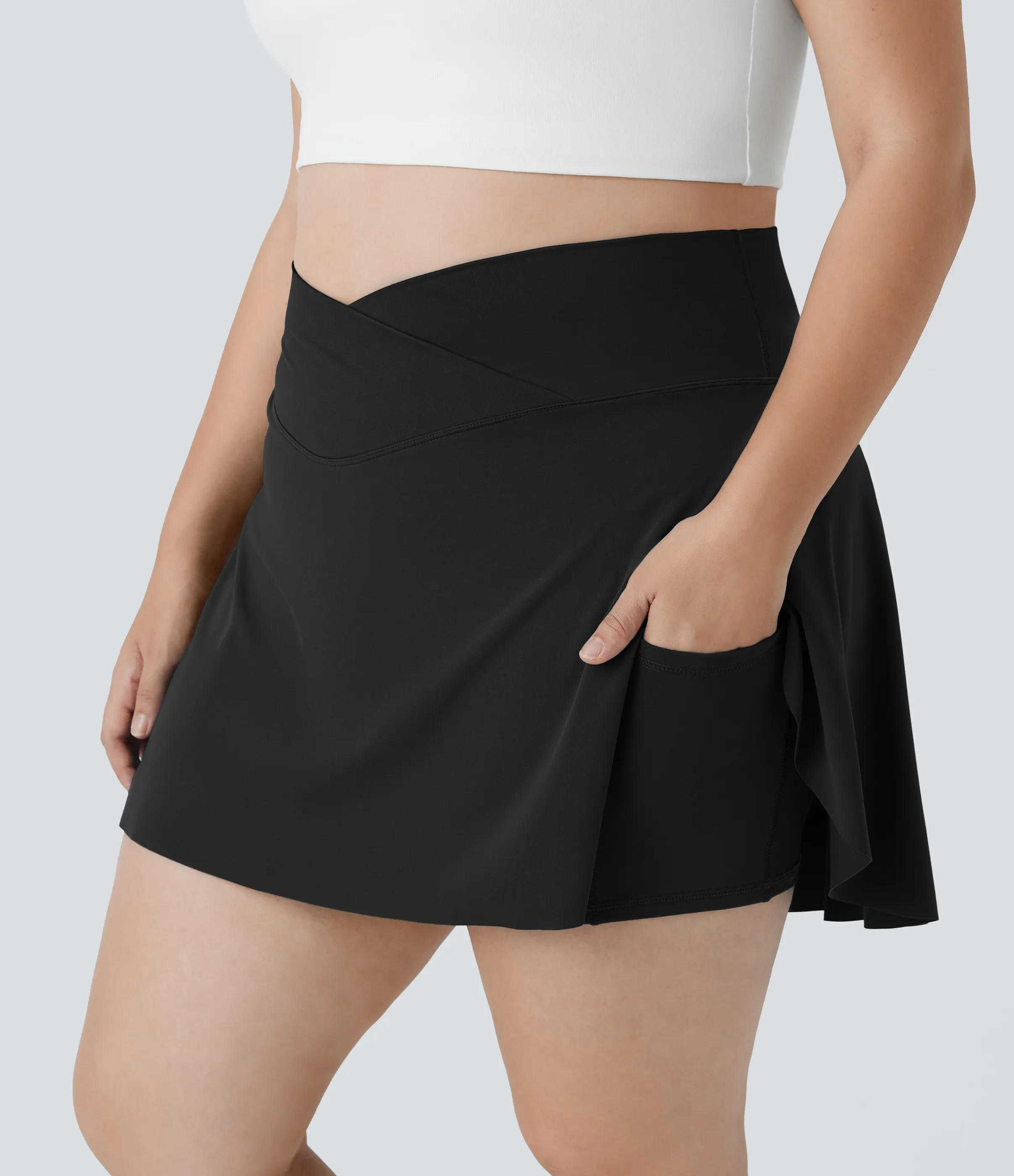 Halara Falda Softlyzero™ Airy tenis talla grande 2 en 1 tacto fresco bolsillo lateral cruzado Everyday-Lucid - Black - 4X sold by Halara