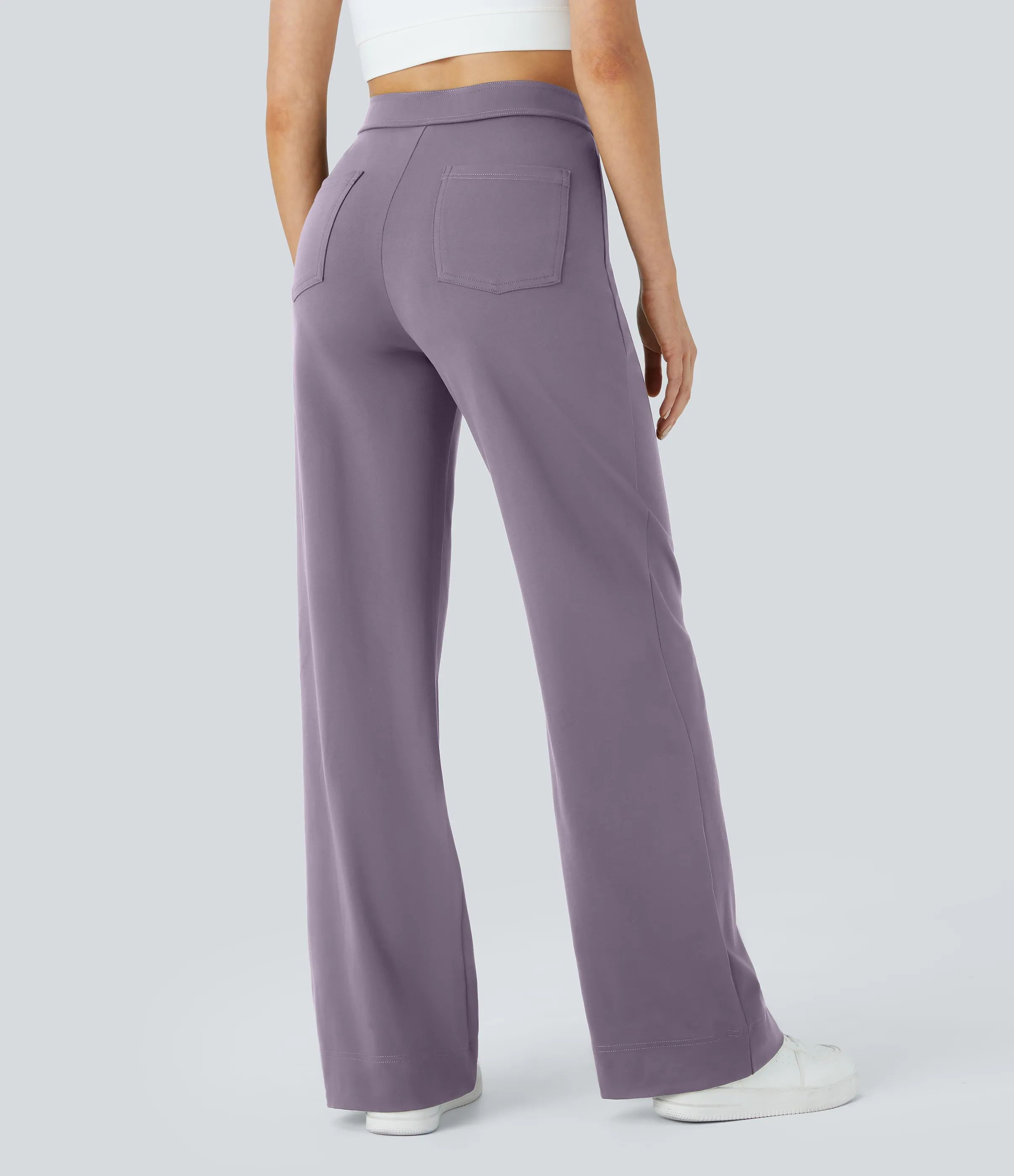 Halara Pantalones pierna recta múltiple bolsillo botón tiro alto - Purple Ash - XL(regular) sold by Halara product image thumbnail 3