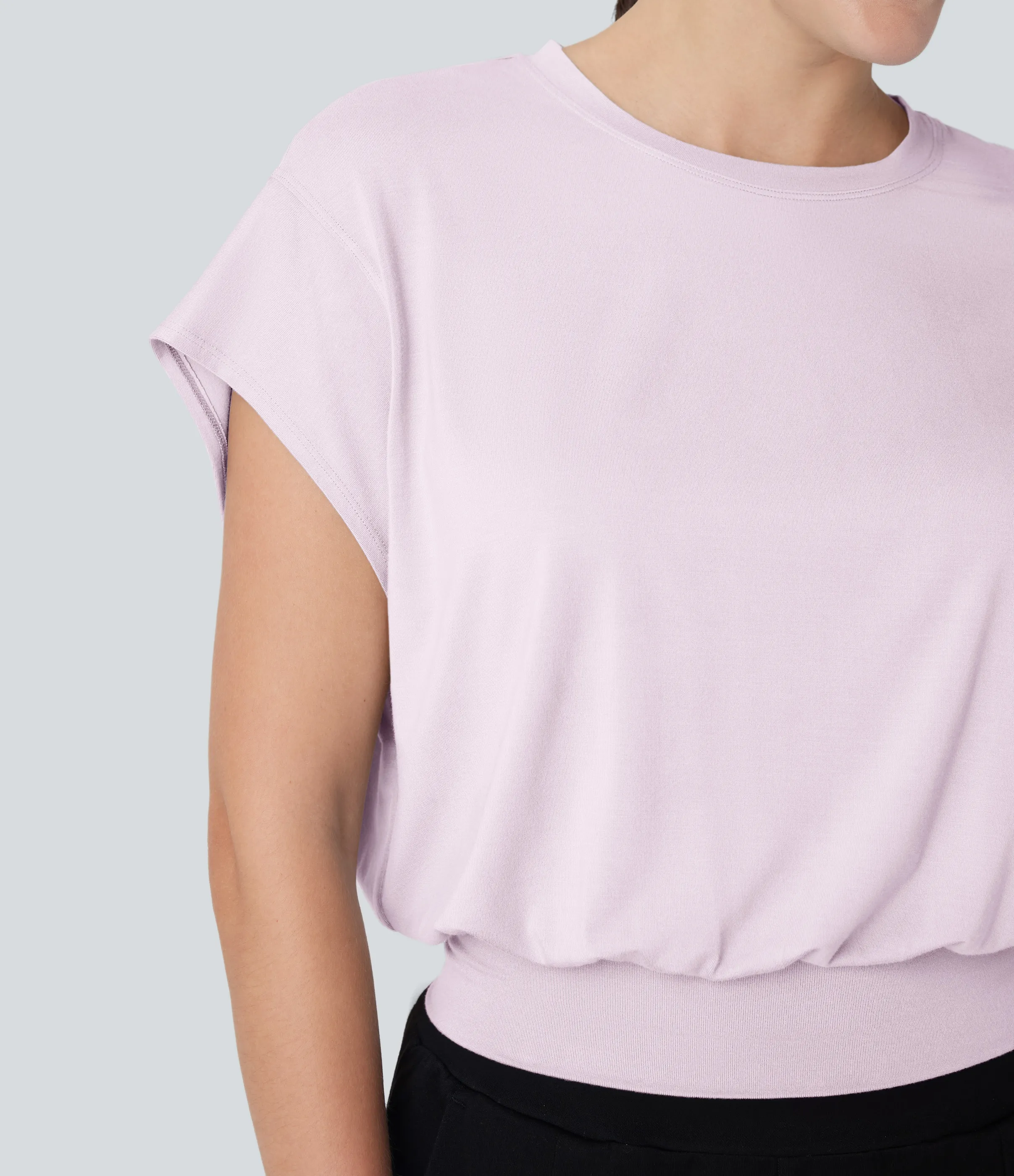 Halara Camiseta de oficina de manga corta de murciélago con cuello redondo - Orchid Ice - XL sold by Halara product image thumbnail 5