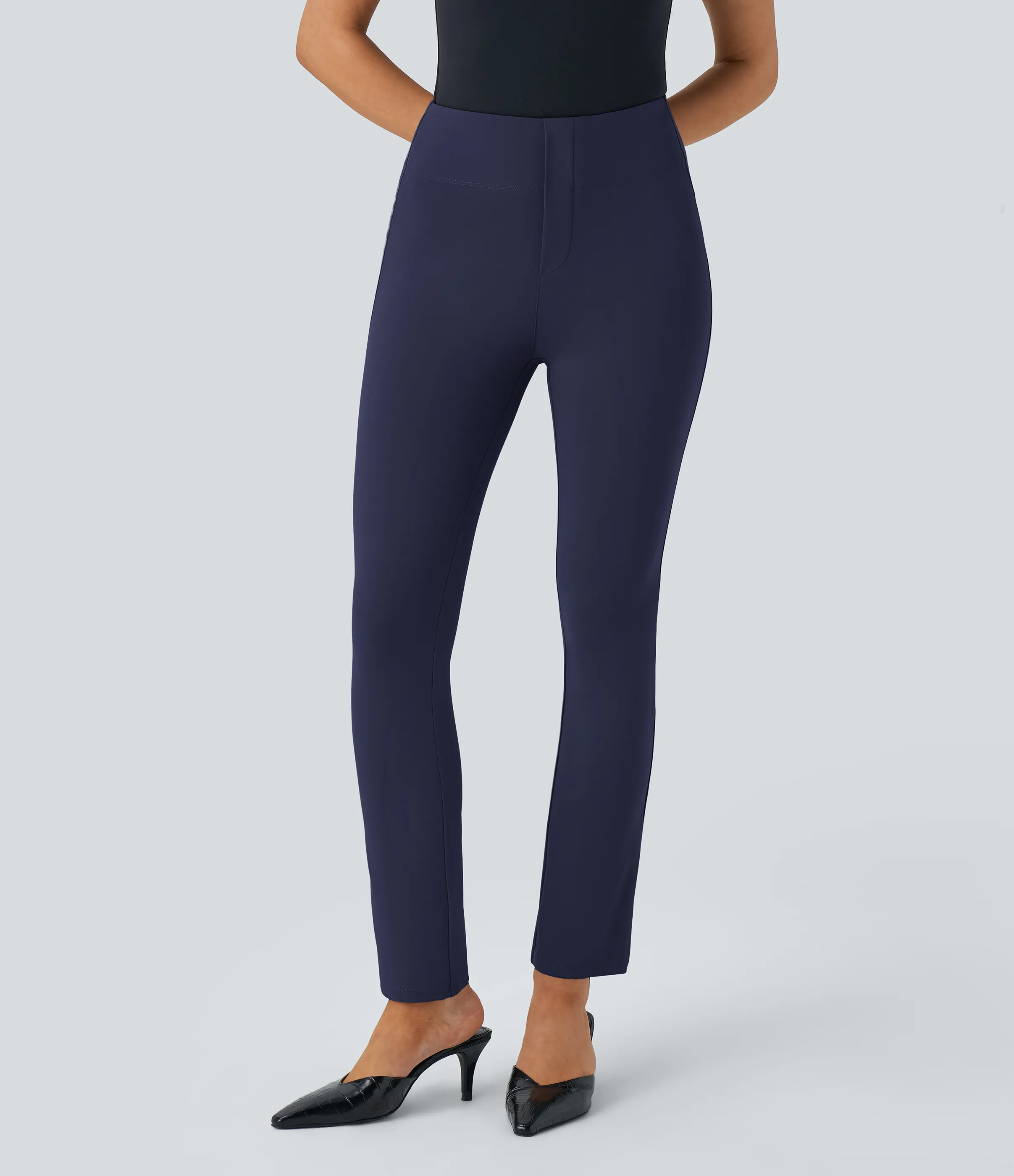 Halara Pantalón Halara Flex™ oficina ajustado tiro alto bolsillo lateral posterior - Dress Blues - M(7/8) sold by Halara product image thumbnail 4