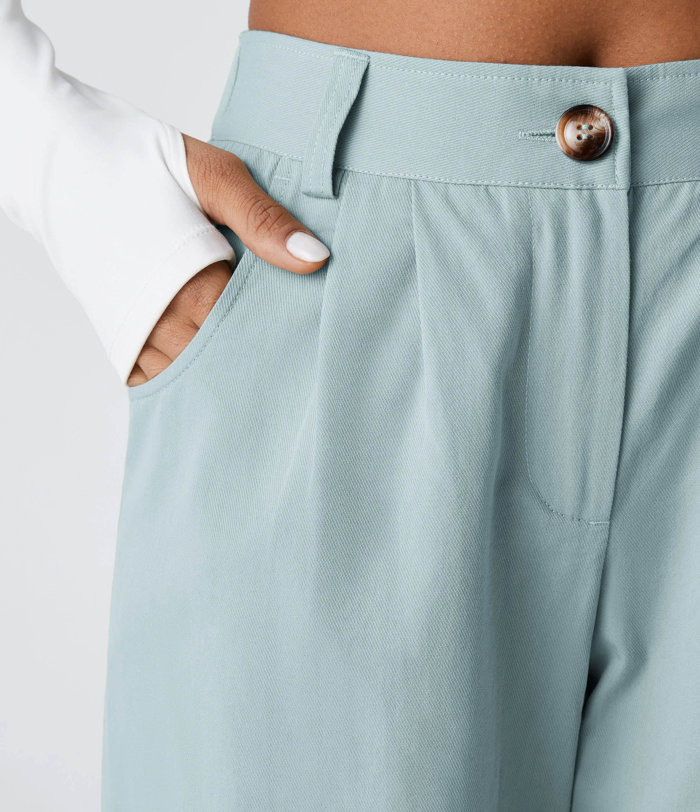 Halara Joggers algodón bolsillo lateral cremallera botón tiro medio - Ether - L(petite) sold by Halara product image thumbnail 5