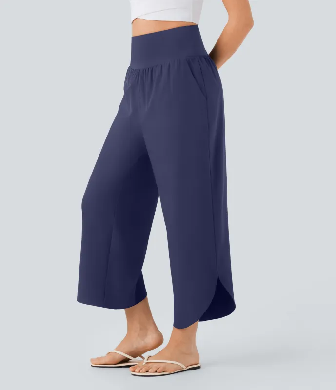 Halara Pantalón SoCinched resort secado rápido dobladillo dividido bolsillo lateral control abdomen tiro alto - Patriot Blue - M(regular) made by Halara