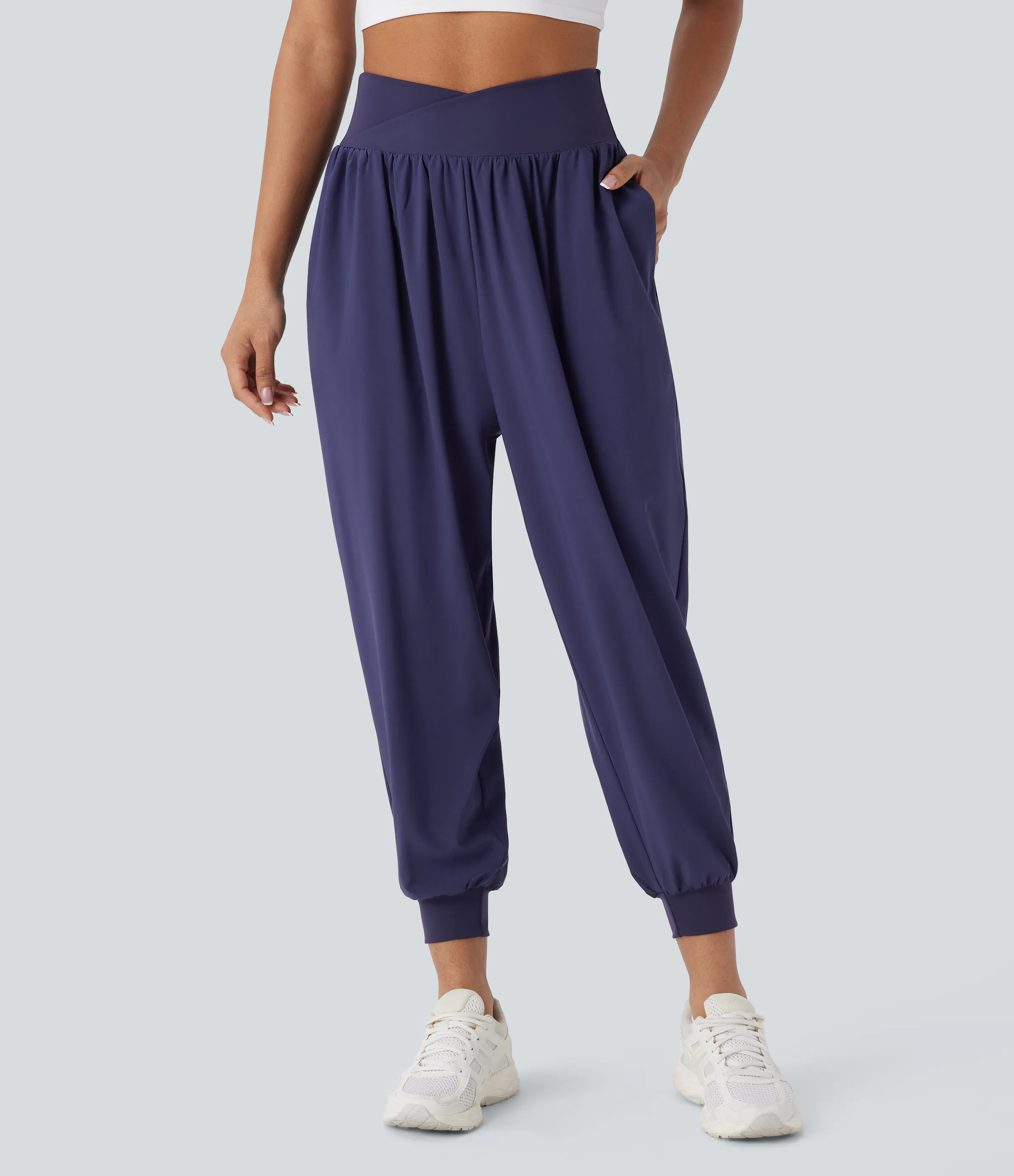 Halara Pantalón Breezeful™ yoga secado rápido bolsillo lateral tiro alto cruzado - Black Diamond Blue - XS(regular) sold by Halara product image thumbnail 2