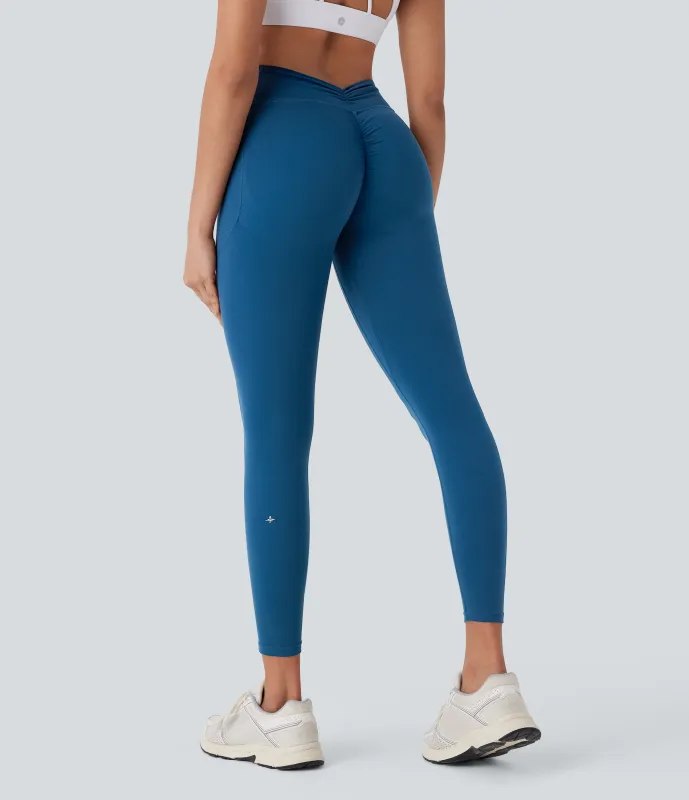 Halara Leggings Halara UltraSculpt™ SoCinched yoga moldeador tiro alto bolsillo lateral fruncido realce glúteo control abdomen - Vallarta Blue - L(full_length) sold by Halara