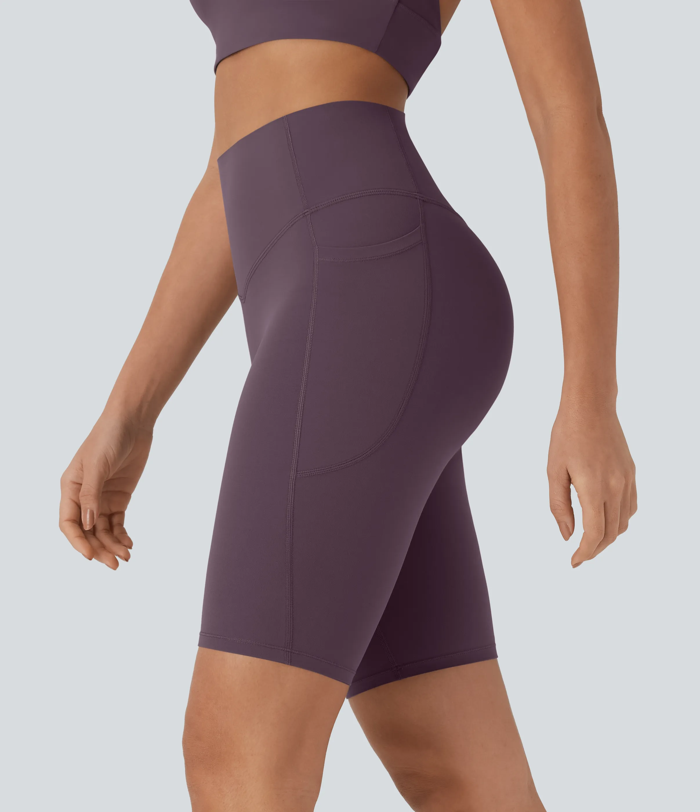 Halara Shorts biker Halara UltraSculpt™ moldeadores tiro alto con reductor de abdomen y bolsillos laterales 22.8cm - Night's Purple - S sold by Halara