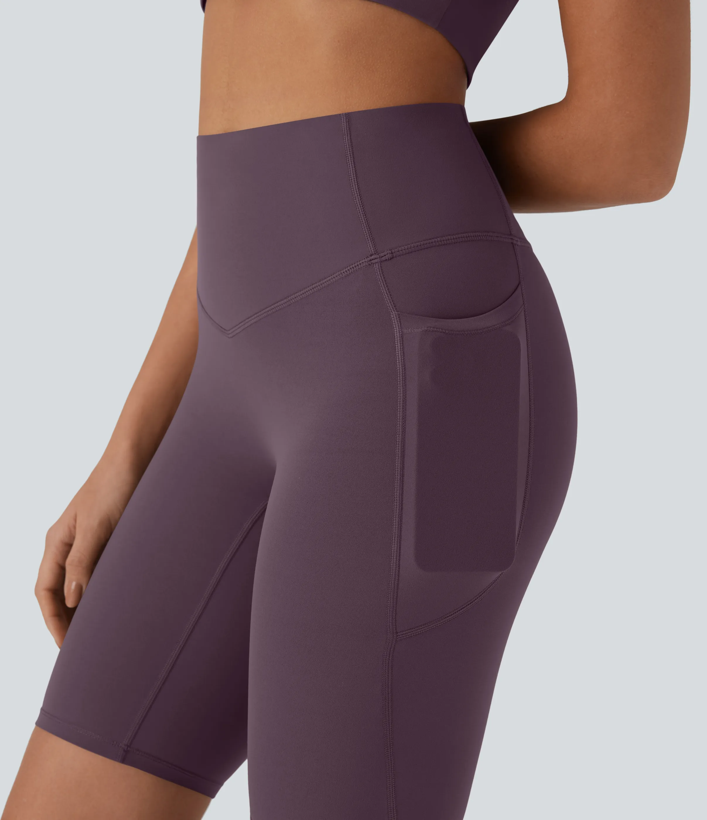 Halara Shorts biker Halara UltraSculpt™ moldeadores tiro alto con reductor de abdomen y bolsillos laterales 22.8cm - Night's Purple - S sold by Halara product image thumbnail 5